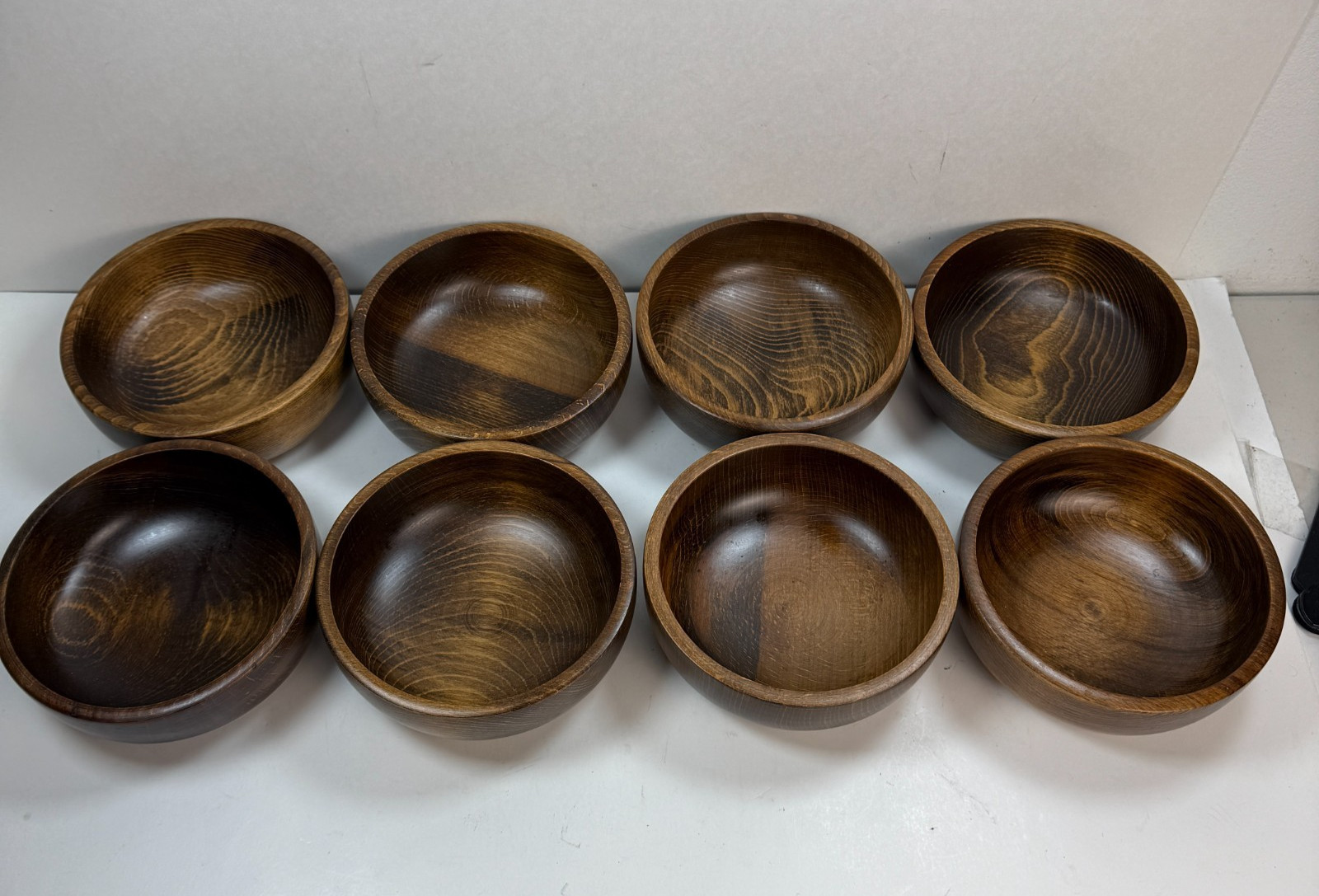 Set of 8 Vintage Made In Japan Dark Wood Bowls 8 Salad Rice Serving Bowl MCM