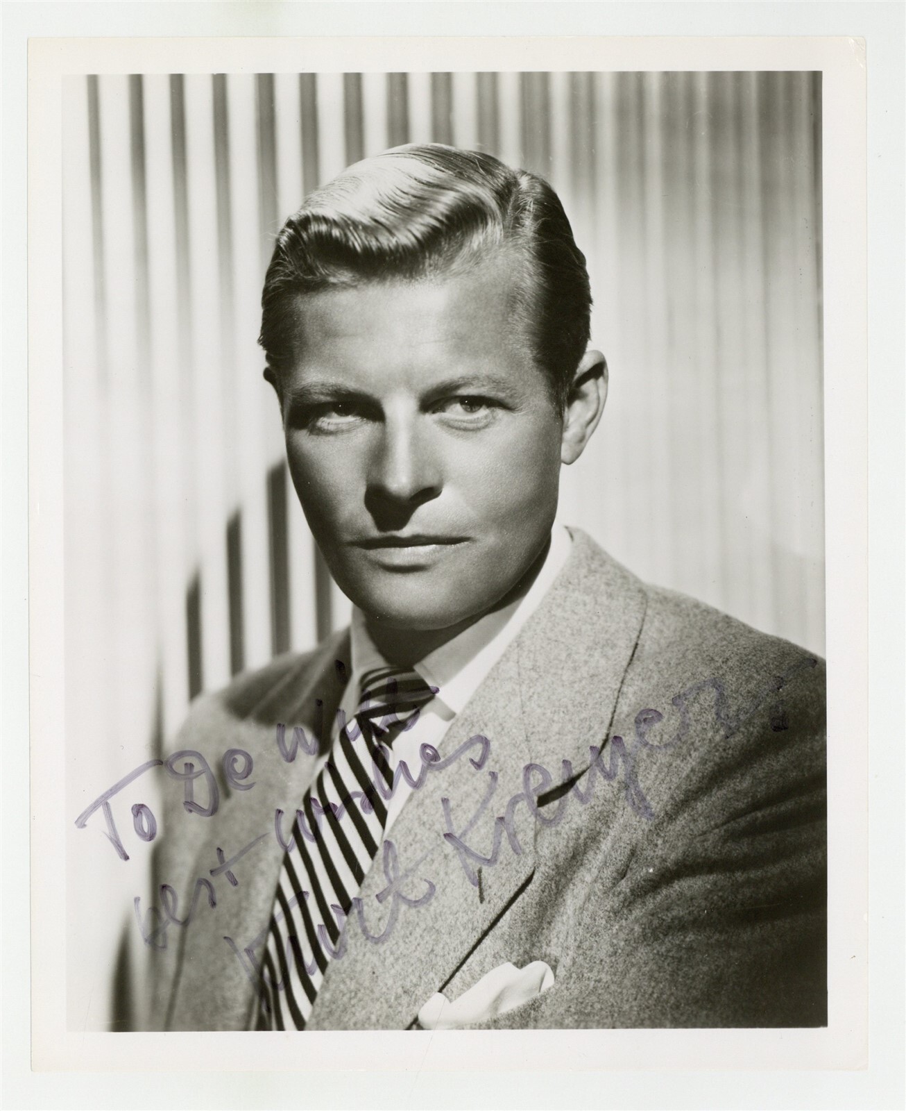 Kurt Kreuger 1950 Signed Swiss Actor Manhunt Man From Uncle 8x10 Portrait Photo 