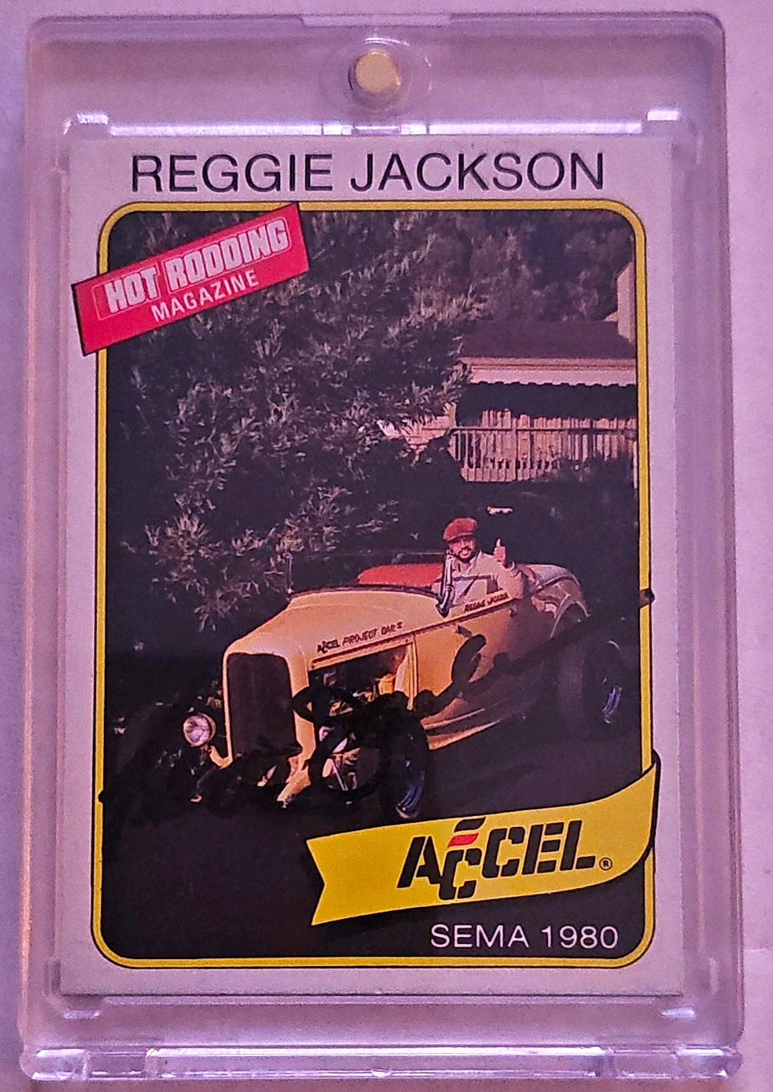 Reggie Jackson Yankees- ACCEL Hot Rodding Magazine SEMA 1980 #38 Auth V&A