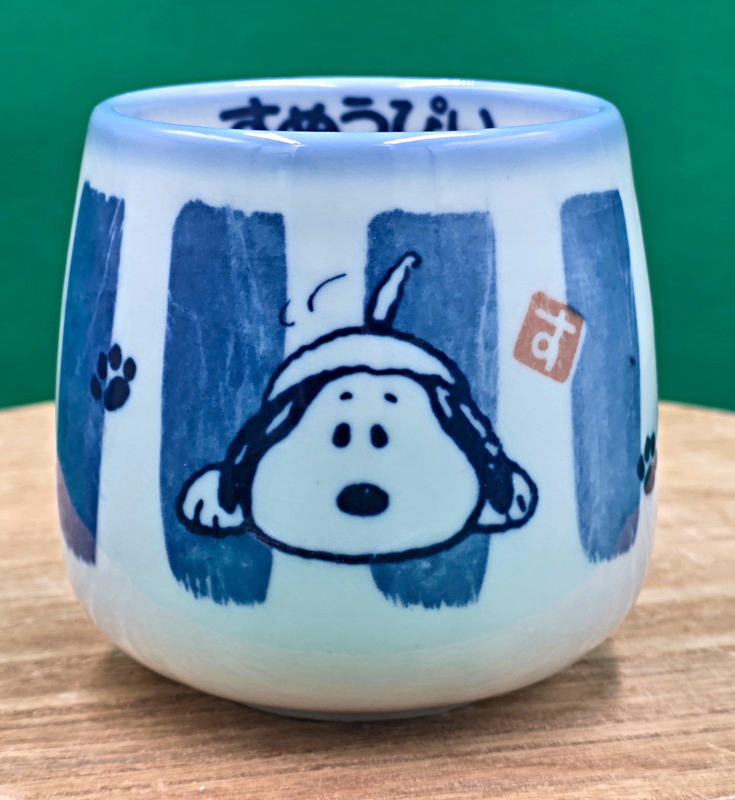 Snoopy Cha-Ya Hasami Ware Yunomi Teacup Peanuts Japan Exclusive Blue & White