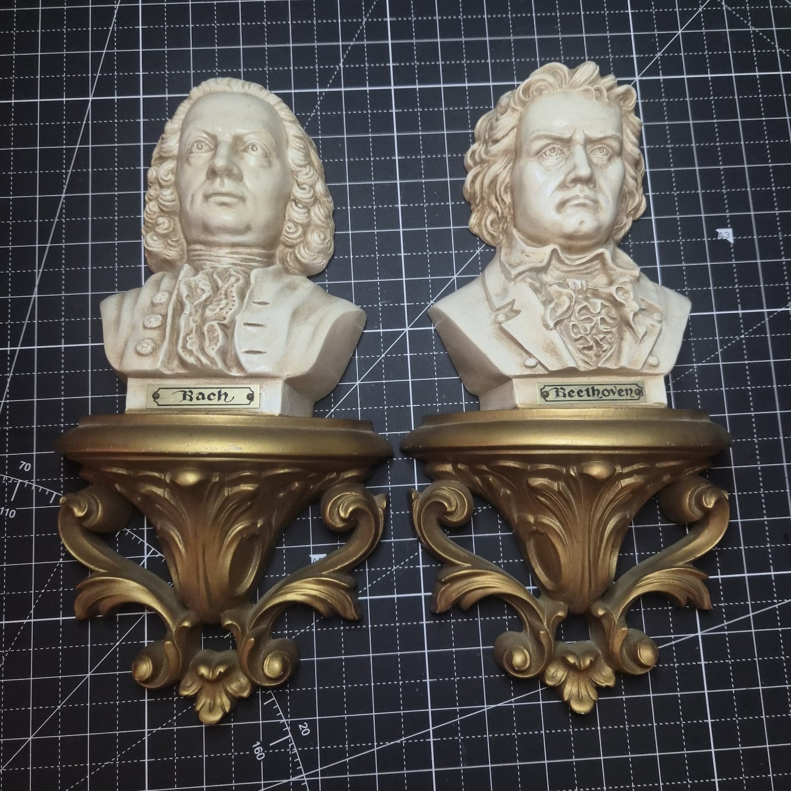 VTG 1973 3D Burwood Wall Hanging Plaque Bach & Beethoven Busts