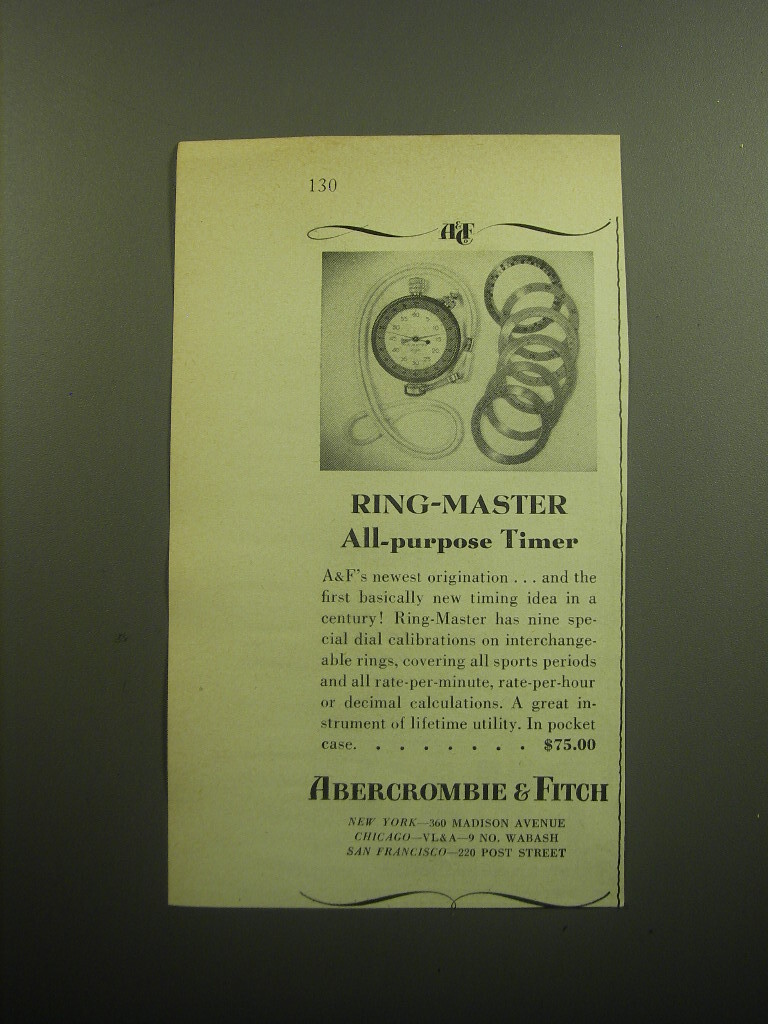 1958 Abercrombie & Fitch Ring-Master Timer Advertisement 1958 Abercrombie & Fitch Ring-Master Timer Advertisement
