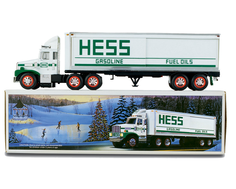 Vintage 1987 Hess 18 Wheeler Toy Truck with Oil Barrels Original Box