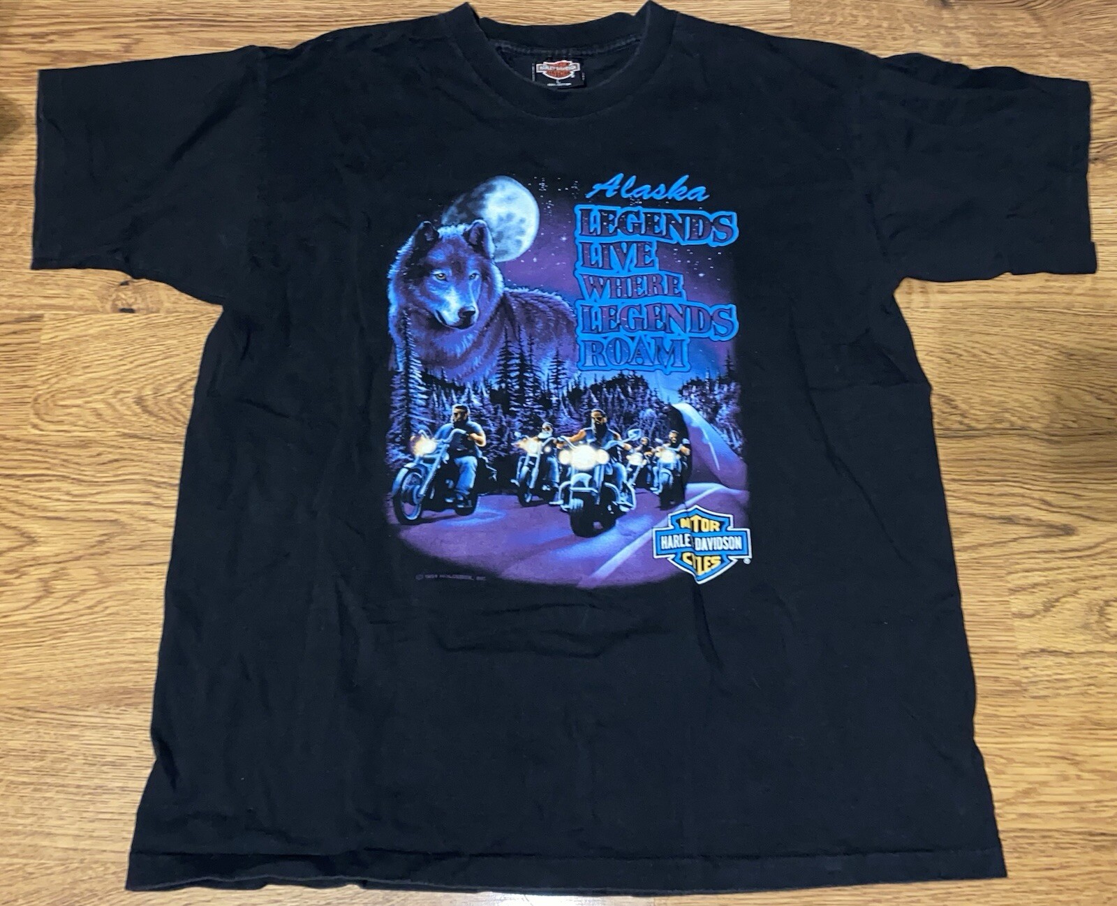 Vtg 1991 Holoubek Harley Davidson Legends Live Where Legends Ride Anchorage L