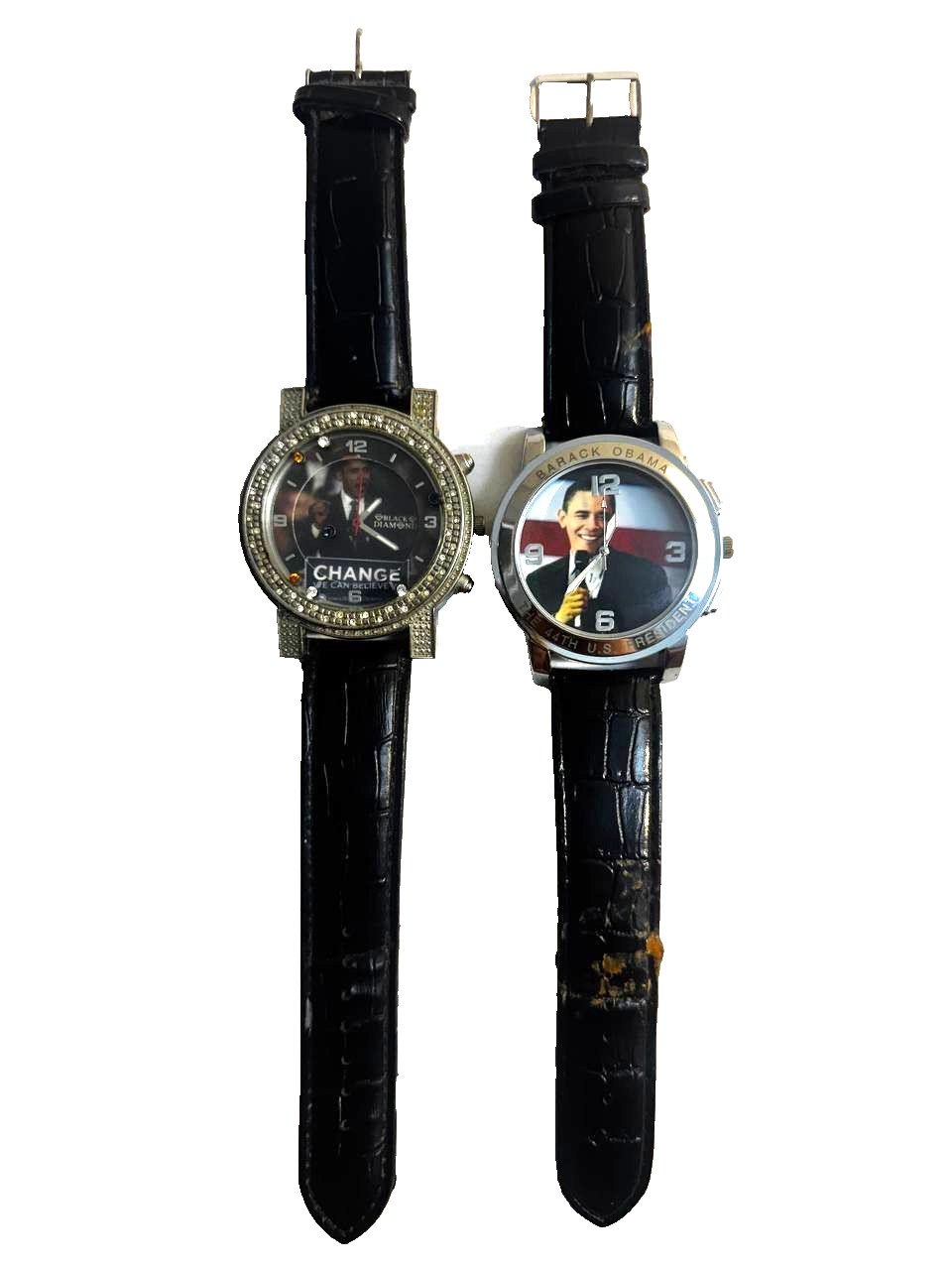 Barack Obama Presidential Watch Lot Black Diamond Collectible Quartz Leather