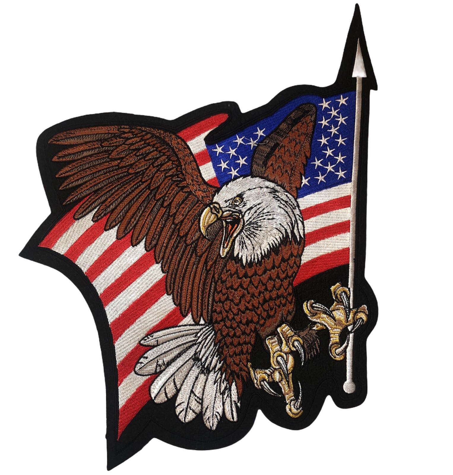 Angry Eagle Claws American Flag 13  x 11 inch Biker Back Patch RAM8305 LD4