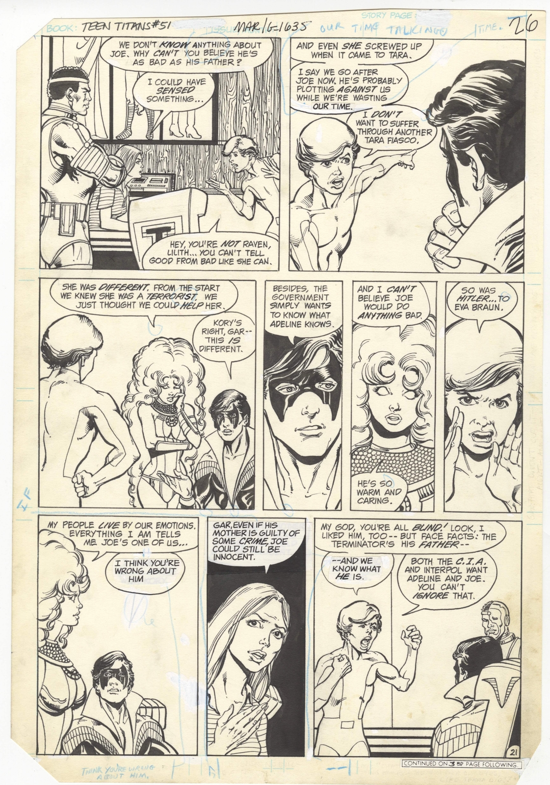 Tales of The Teen Titans #51 pg 21 Original Comic Art by Rich Buckler
