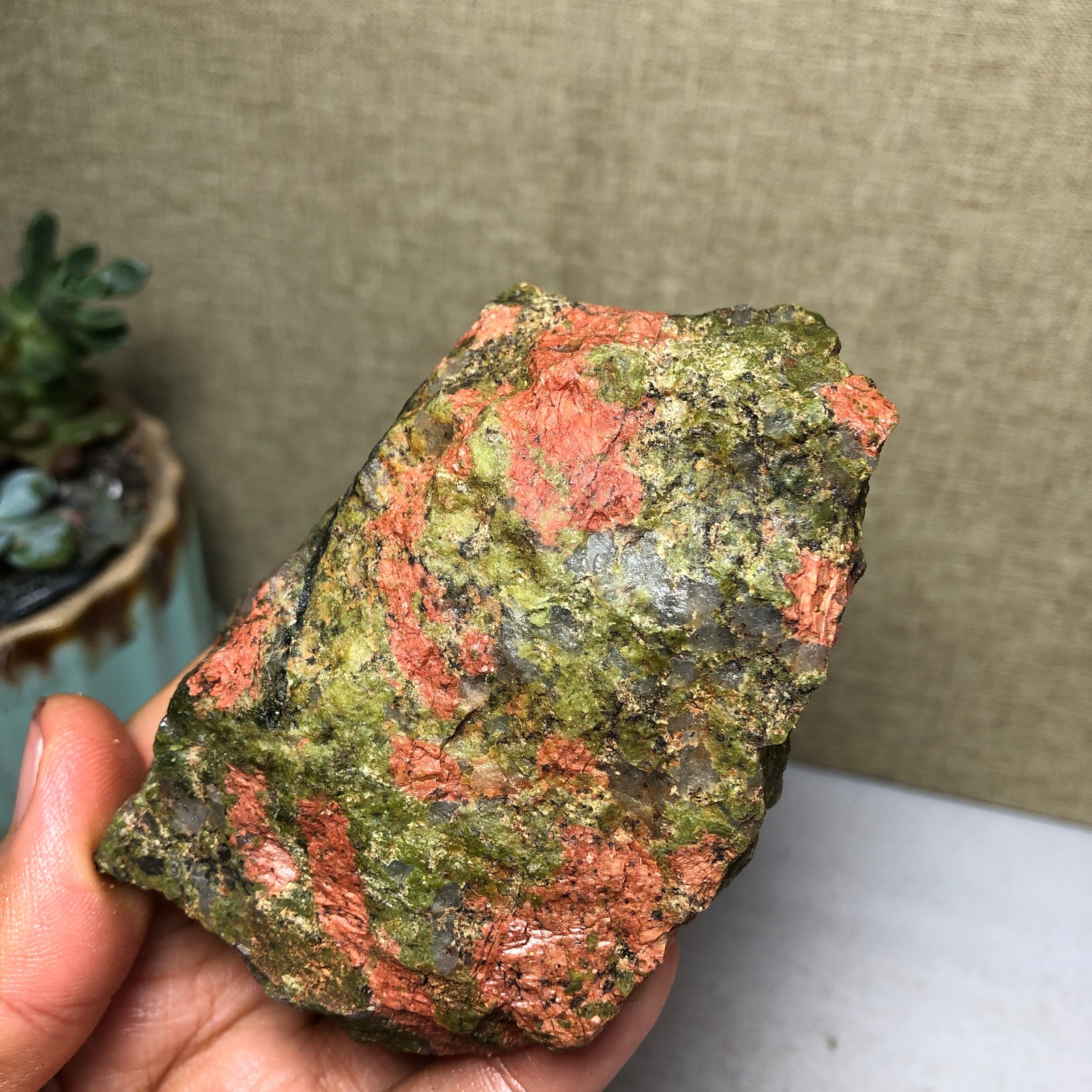 86mm Natural unakite crystal semi-precious rough original Specimen 208g A5110