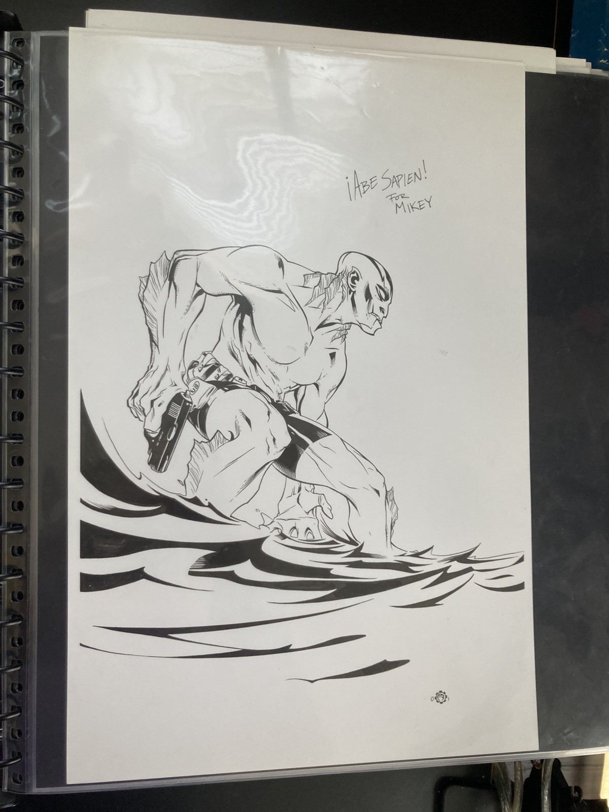 Abe Sapien Hellboy original art 11x17 Chris Brunner