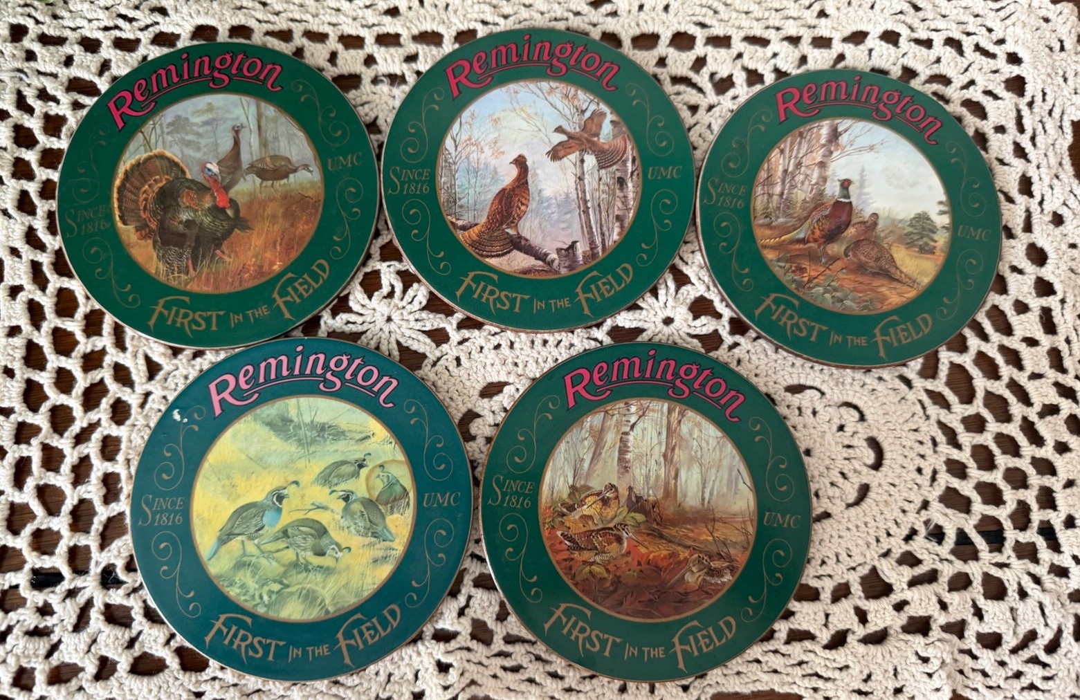 Remington First in the Field Wildlife Coaster Set Collectible 5 Round