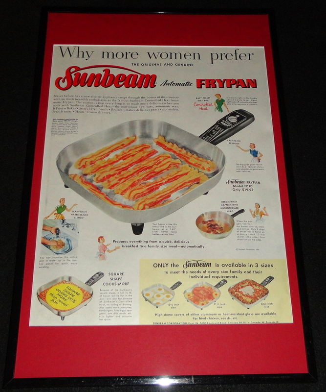 1955 Sunbeam Frypan Framed 11x17 ORIGINAL Advertising Display 