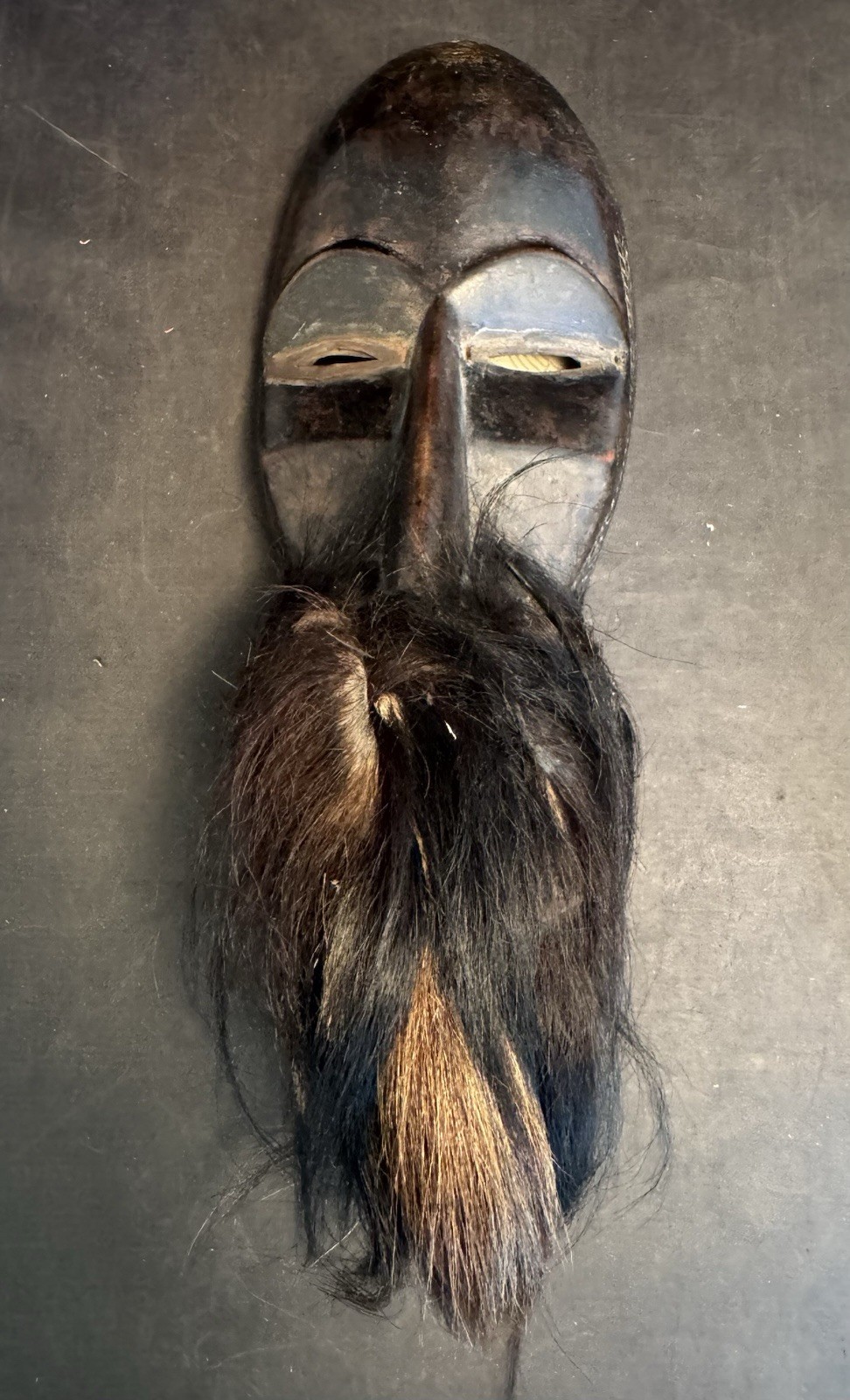 Vintage Dan Gagon Mask Wood W/ Fur From Liberia