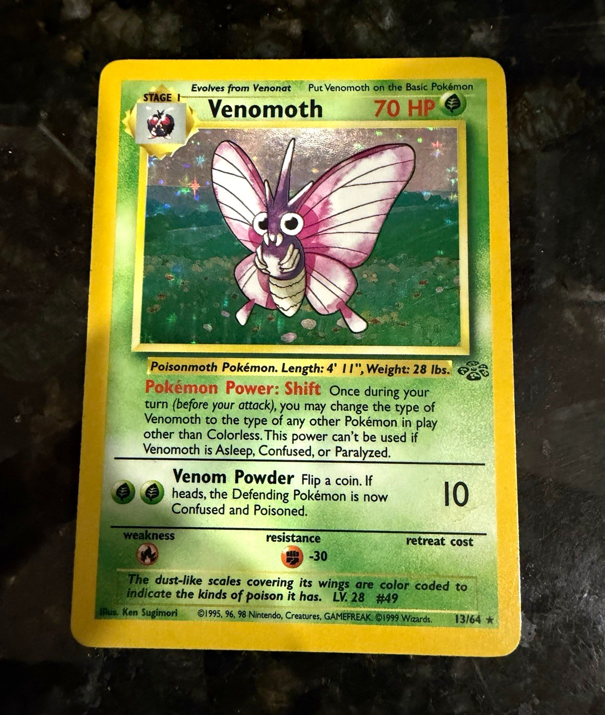 Pokémon 1999 Jungle Venomoth Holo 13/64 Wizards English Ken Sugimori