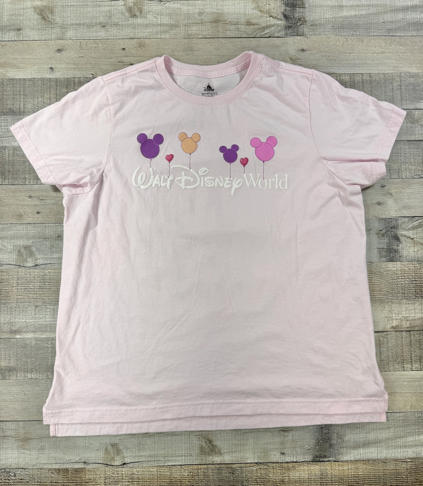 Disney Shirt Womens XL Pink Balloons Castle Mickey Graphic Tee Disney Shirt Womens XL Pink Balloons Castle Mickey Graphic Tee