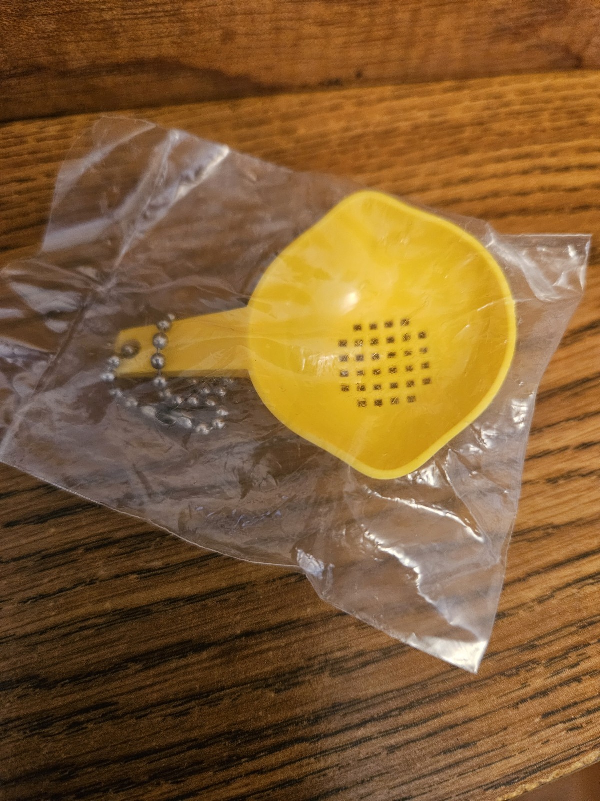 vtg NIP Keychain Tupperware Strainer Yellow Mini Colander 1970s Miniature Retro