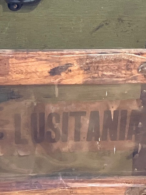TRAVEL TRUNK SAILED ON TRAGIC RMS LUSITANIA BEFORE SINKING & LOSS OF 1197 SOULS