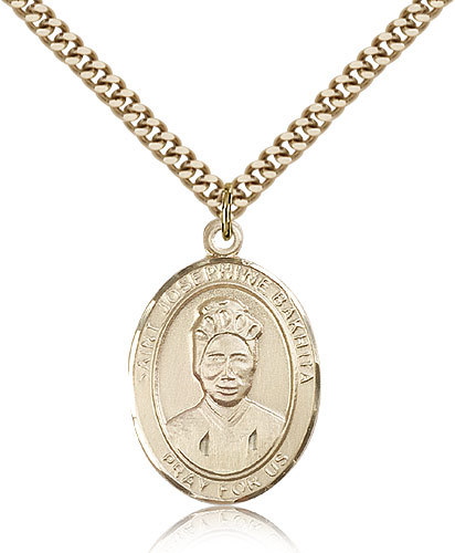 Saint Josephine Bakhita Medal For Men - Gold Filled Necklace On 24 Chain - 3...