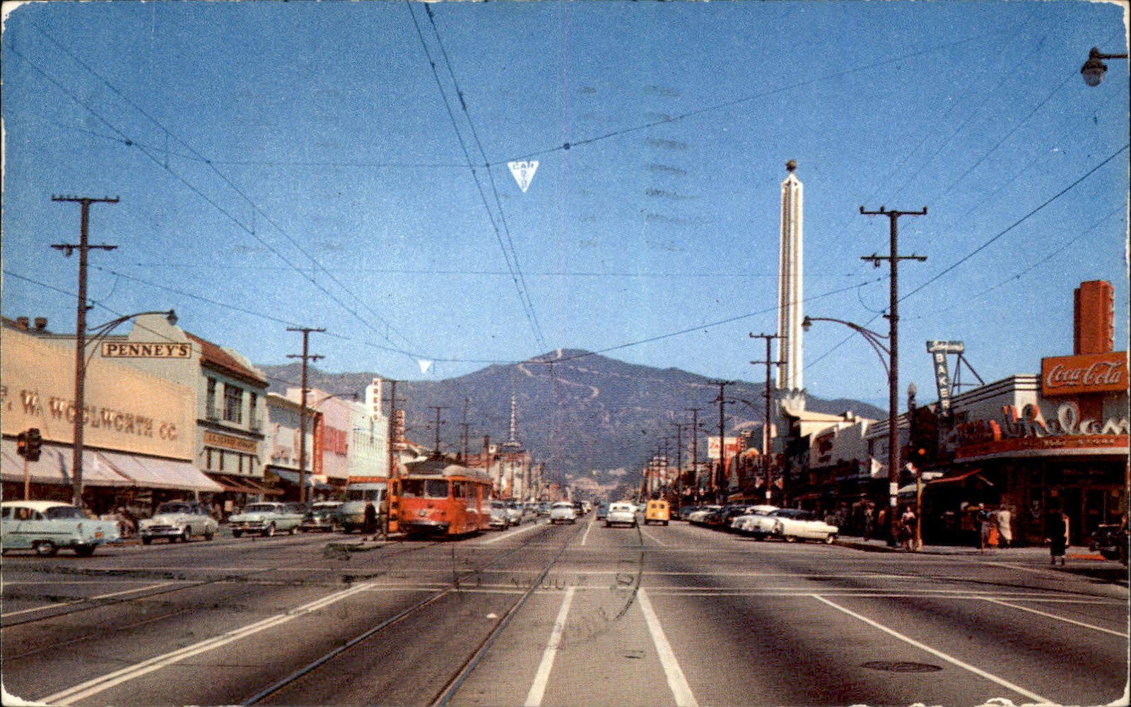 Glendale CA Brand Blvd. street scene c1950s-60s Vintage Postcard