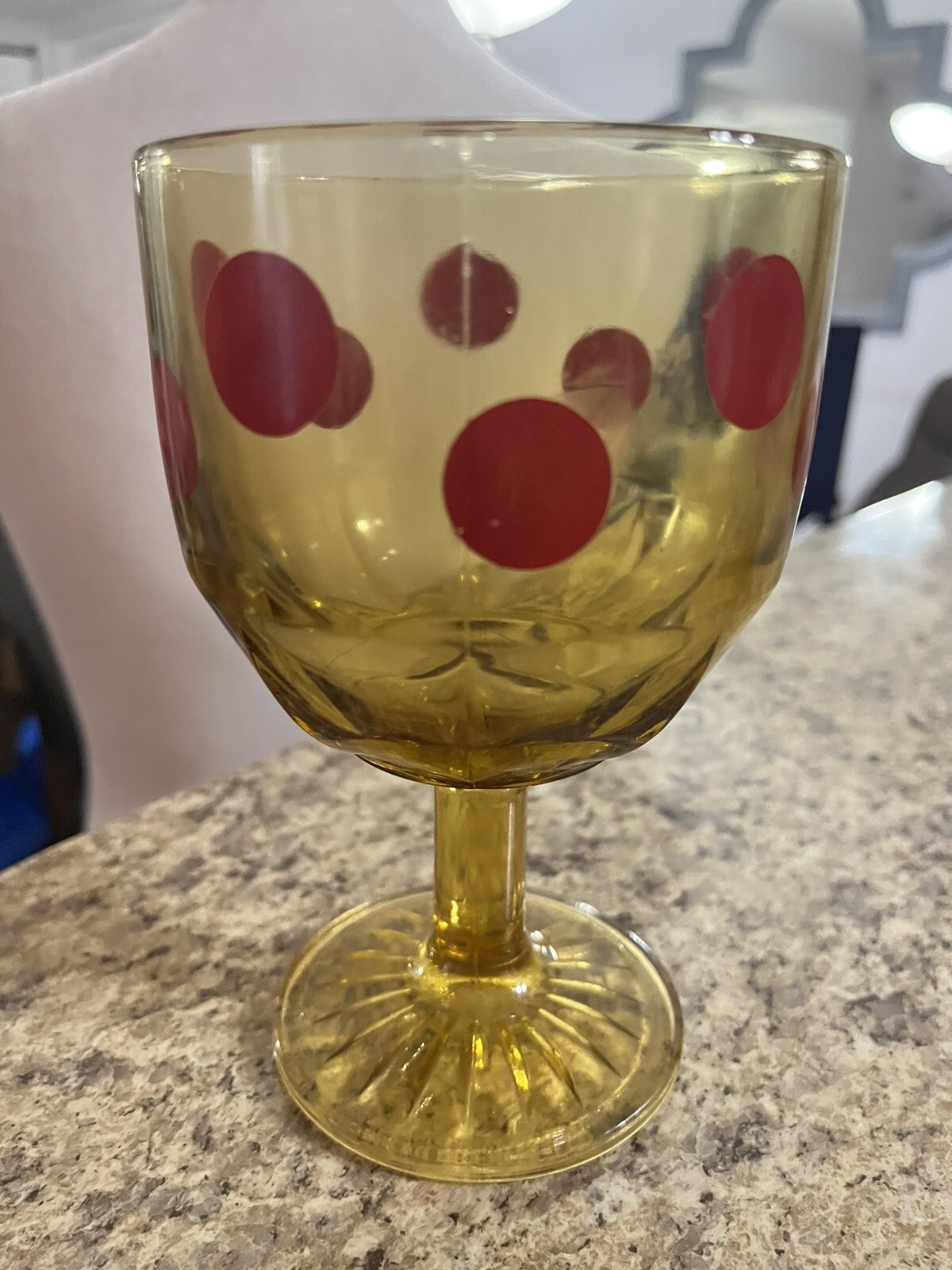 Vintage 1970s Retro Groovy Polka Dot Pedestal Drink Glass CupDesk Pencil Cup