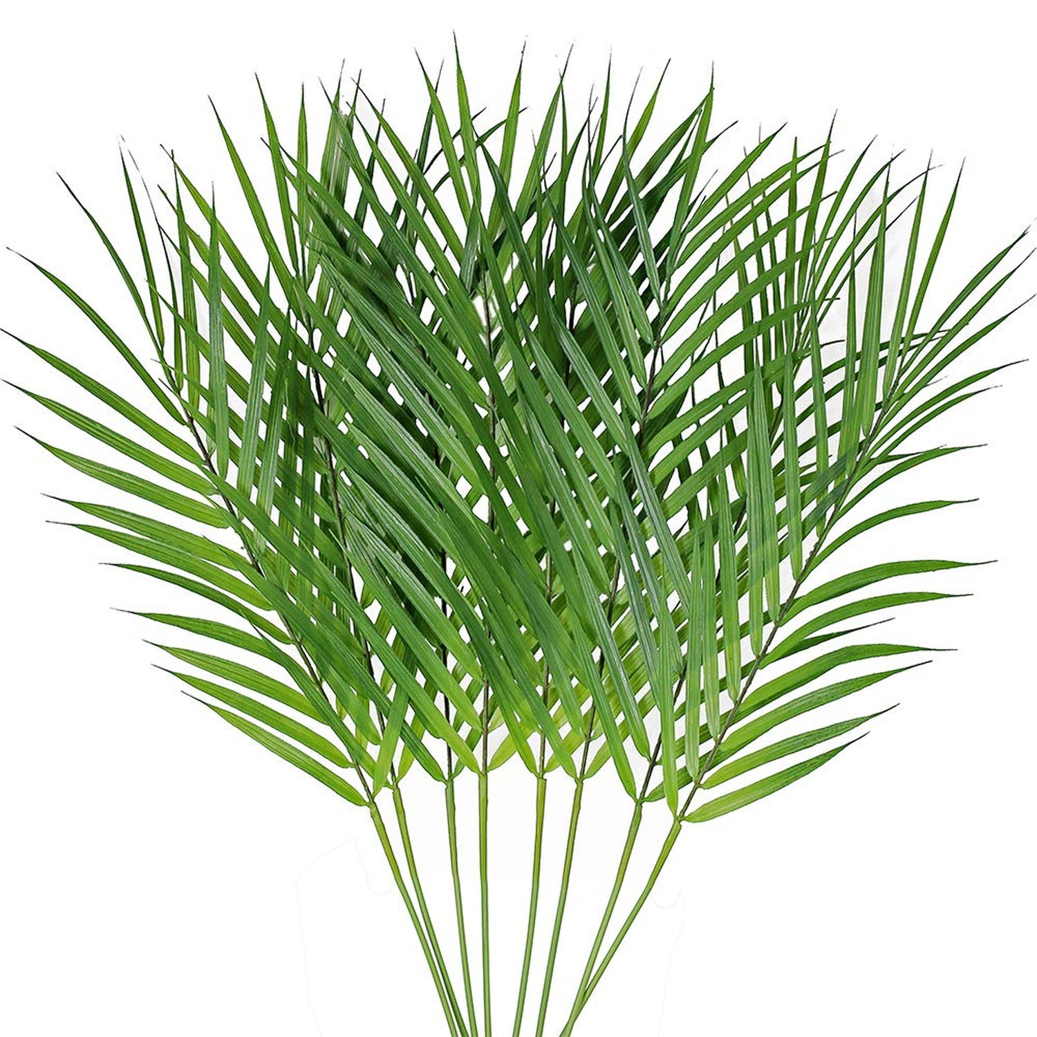 Artificial Areca Palm Leaves, 8 Pcs Faux Tropical Palm Tree Leaves Stems for ...