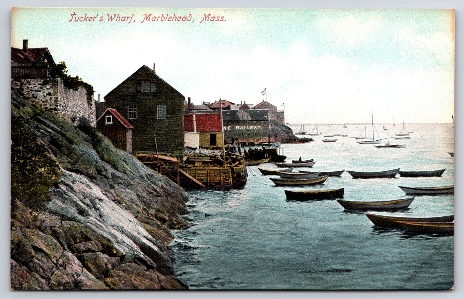 c1905 Tuckers Wharf Marblehead Massachusetts Postcard Unposted