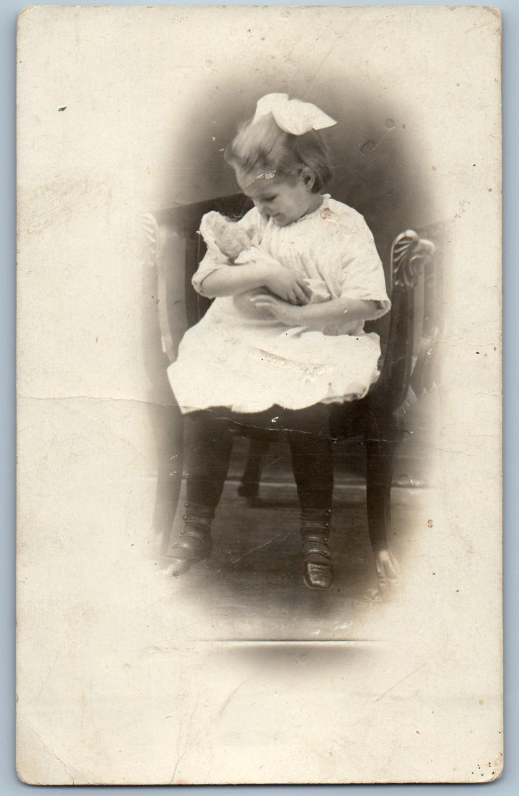 c1910\'s Little Girl With Doll Toy RPPC Photo Posted Antique Postcard c1910\'s Little Girl With Doll Toy RPPC Photo Posted Antique Postcard