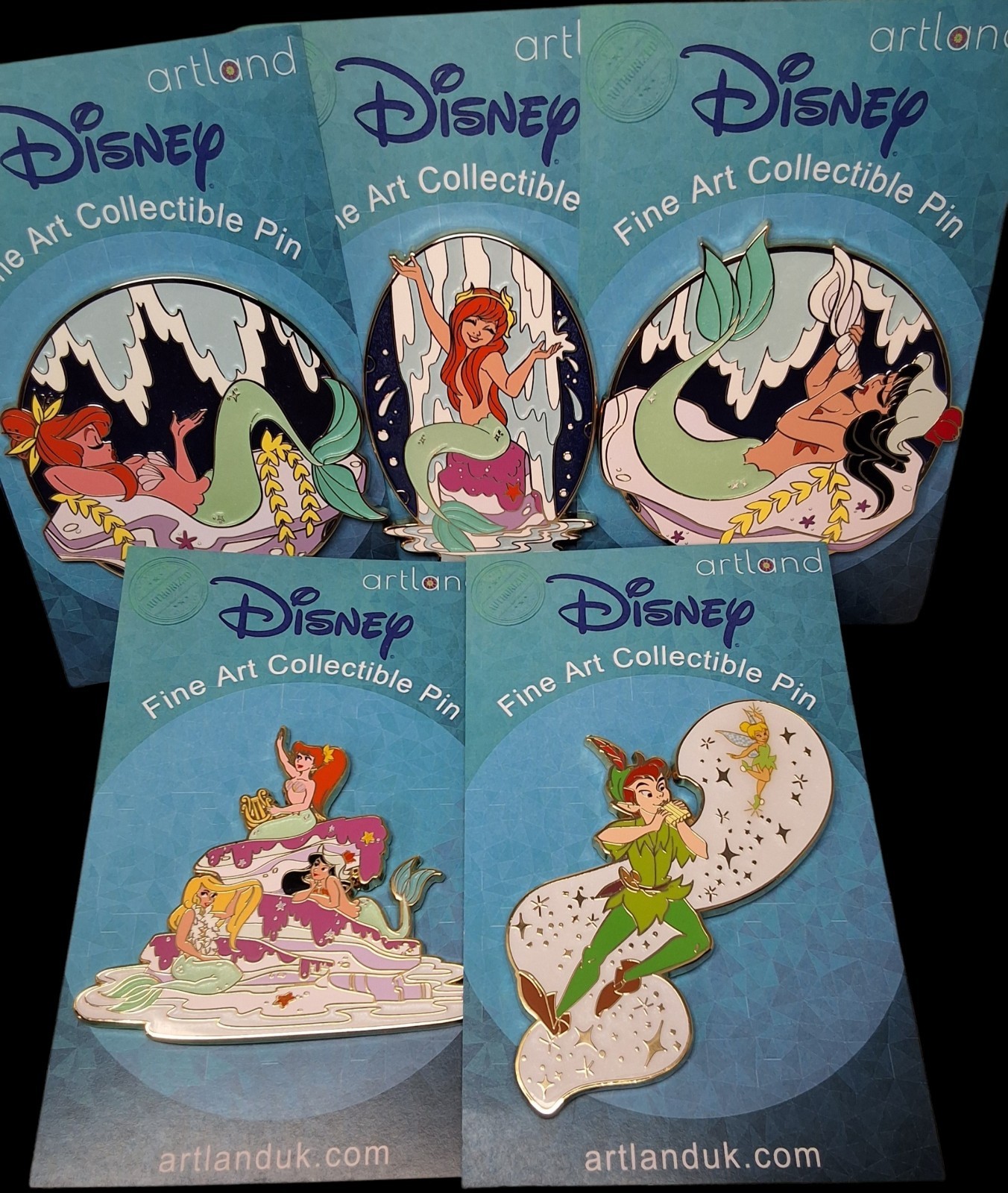 Disney Artland Peter Pan Mermaid Lagoo Mermaid Trio 5 Pin Lot LE 150 LE 200 COA