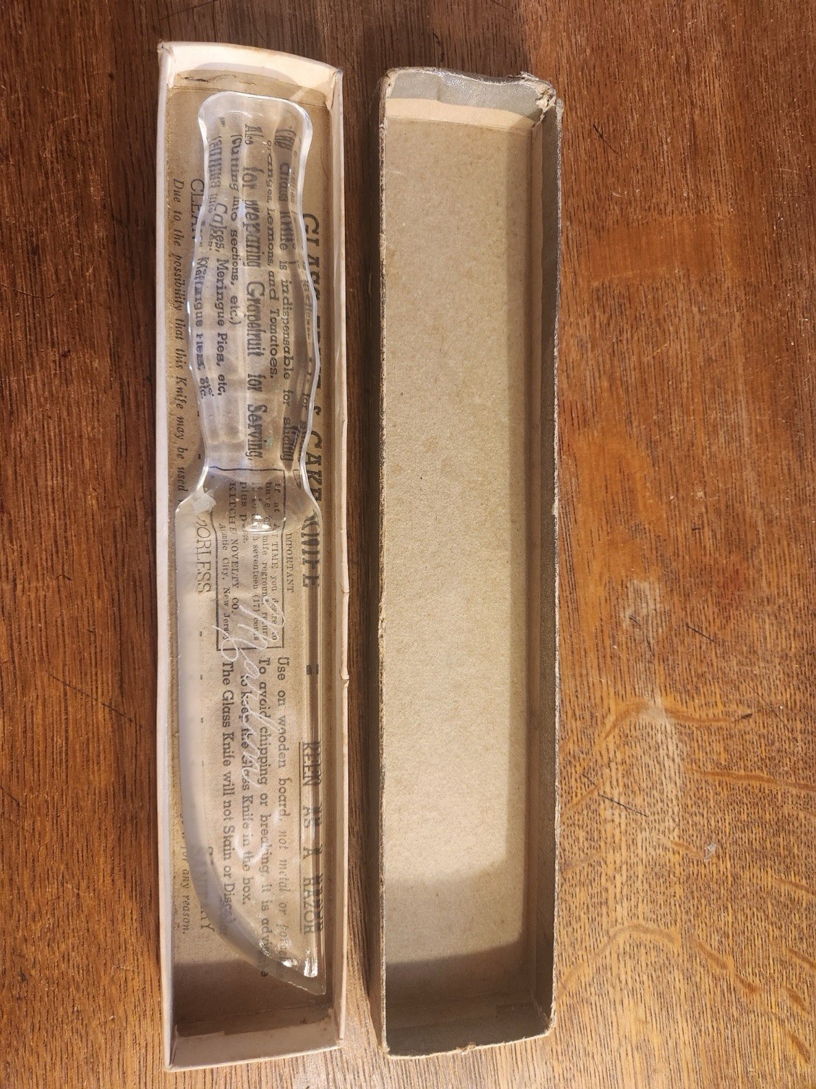 Vintage Glass Fruit & Cake Knife “Marlin”  Engraved W/original Box Kitchen Novel