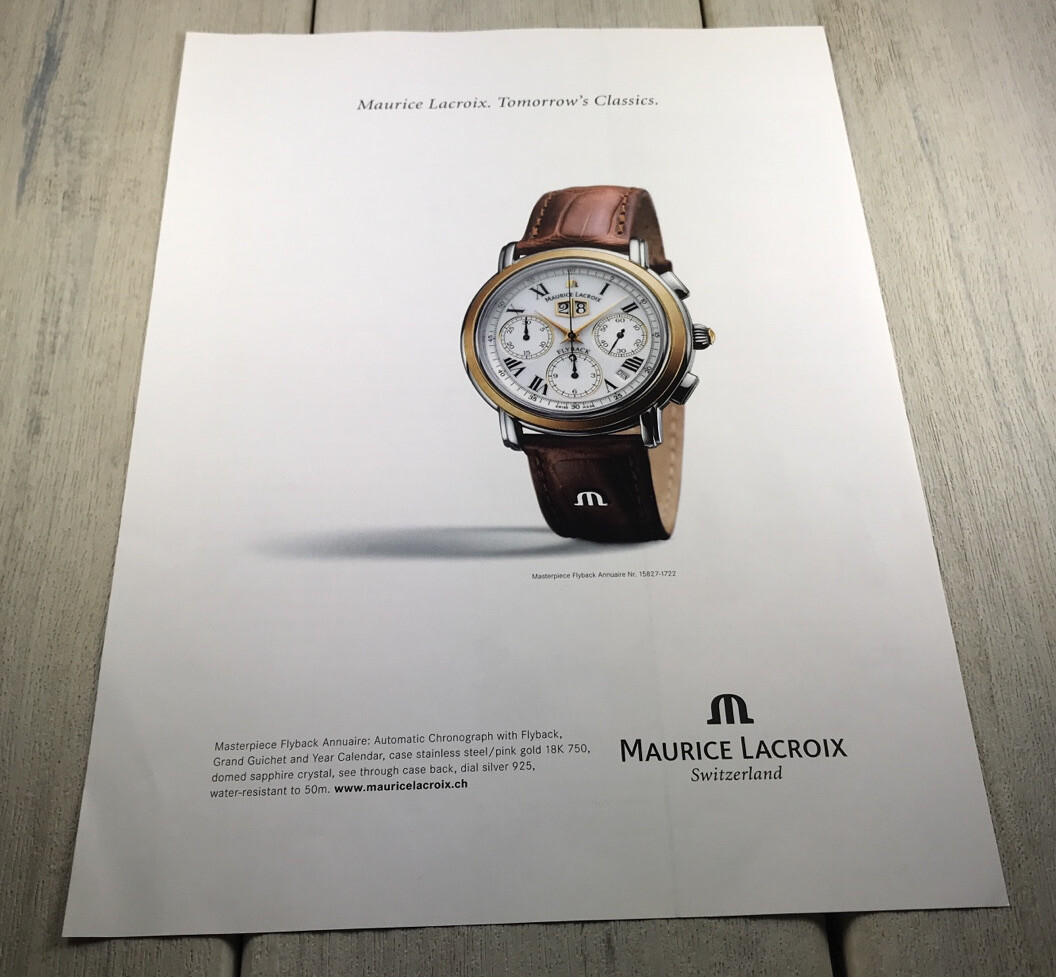2000 Maurice Lacroix Switzerland Masterpiece Flyback Annuaire Watch Print Ad