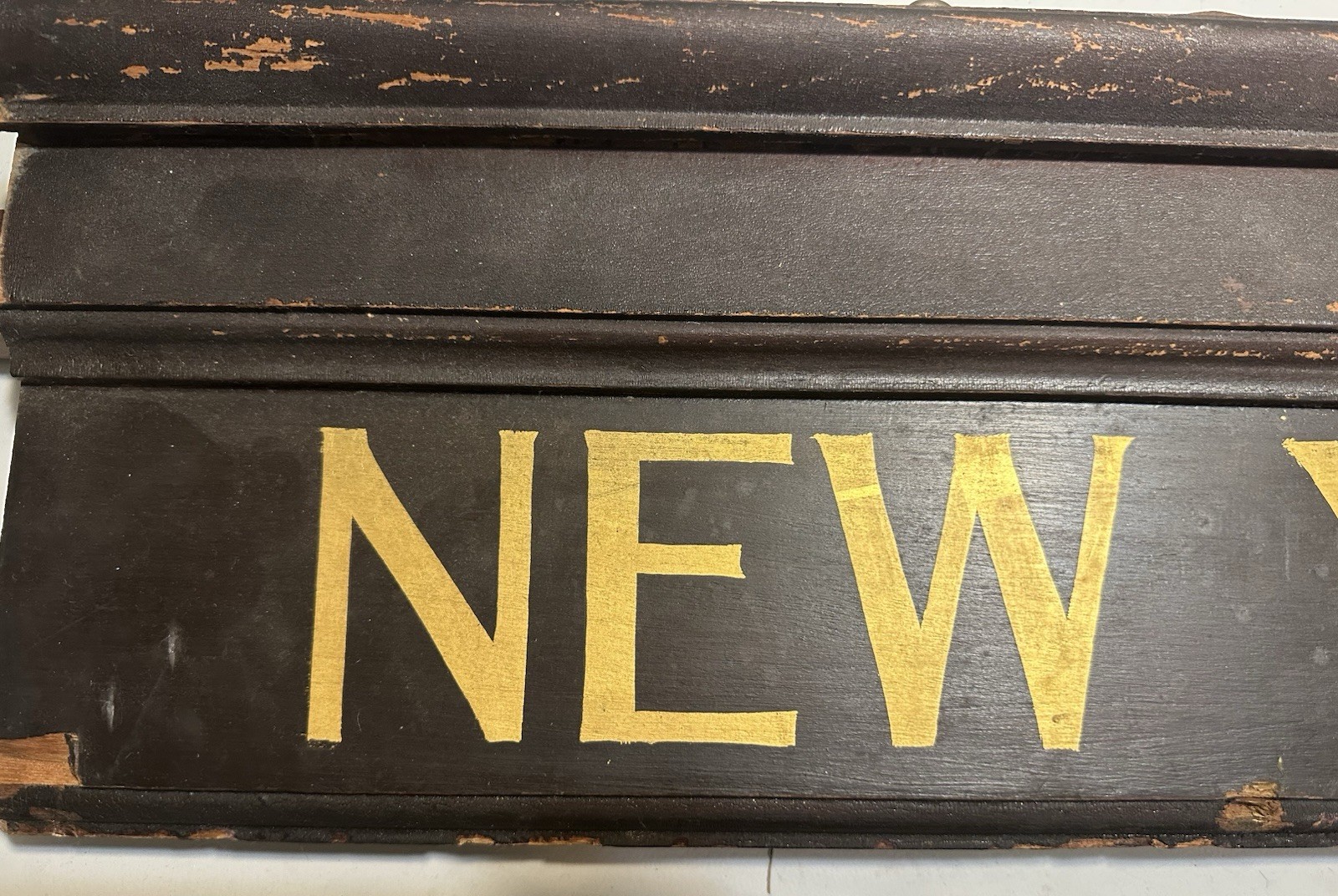 Antique New York Central R.R. Trains Wood Railroad Station Hanging Sign NYC RR