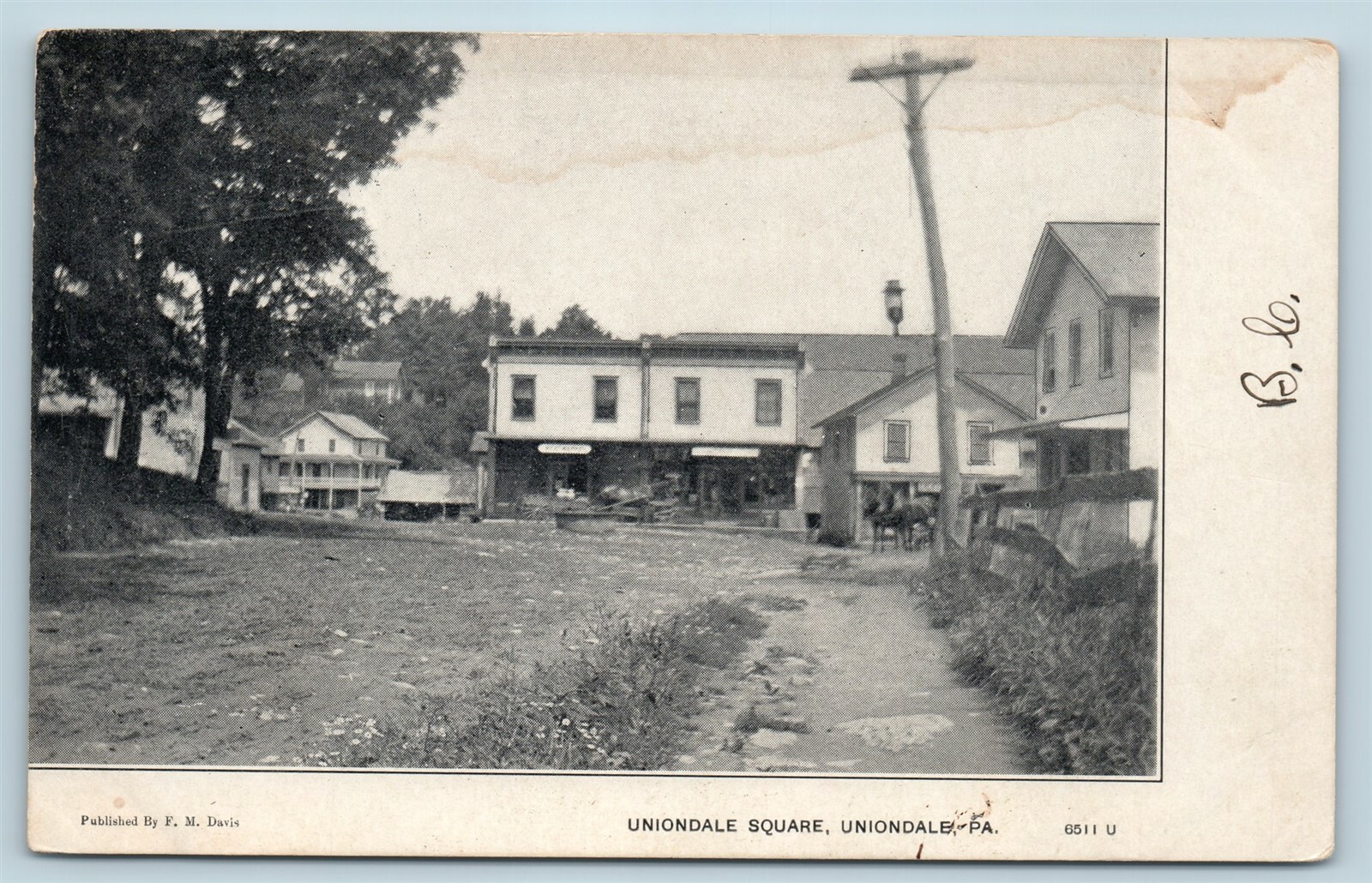 Postcard PA Uniondale Pennsylvania c1907 View Uniondale Square Stores B42