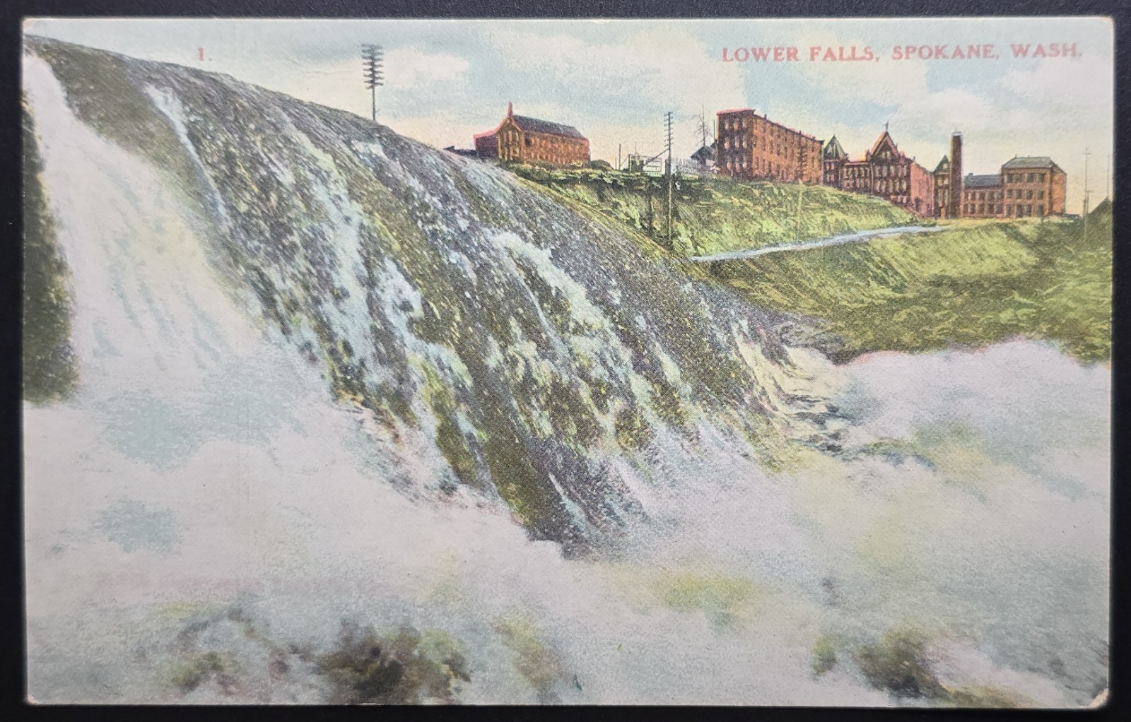 Lower Falls Spokane Washington – Spokane Post Card Co Early 1910s River Scene