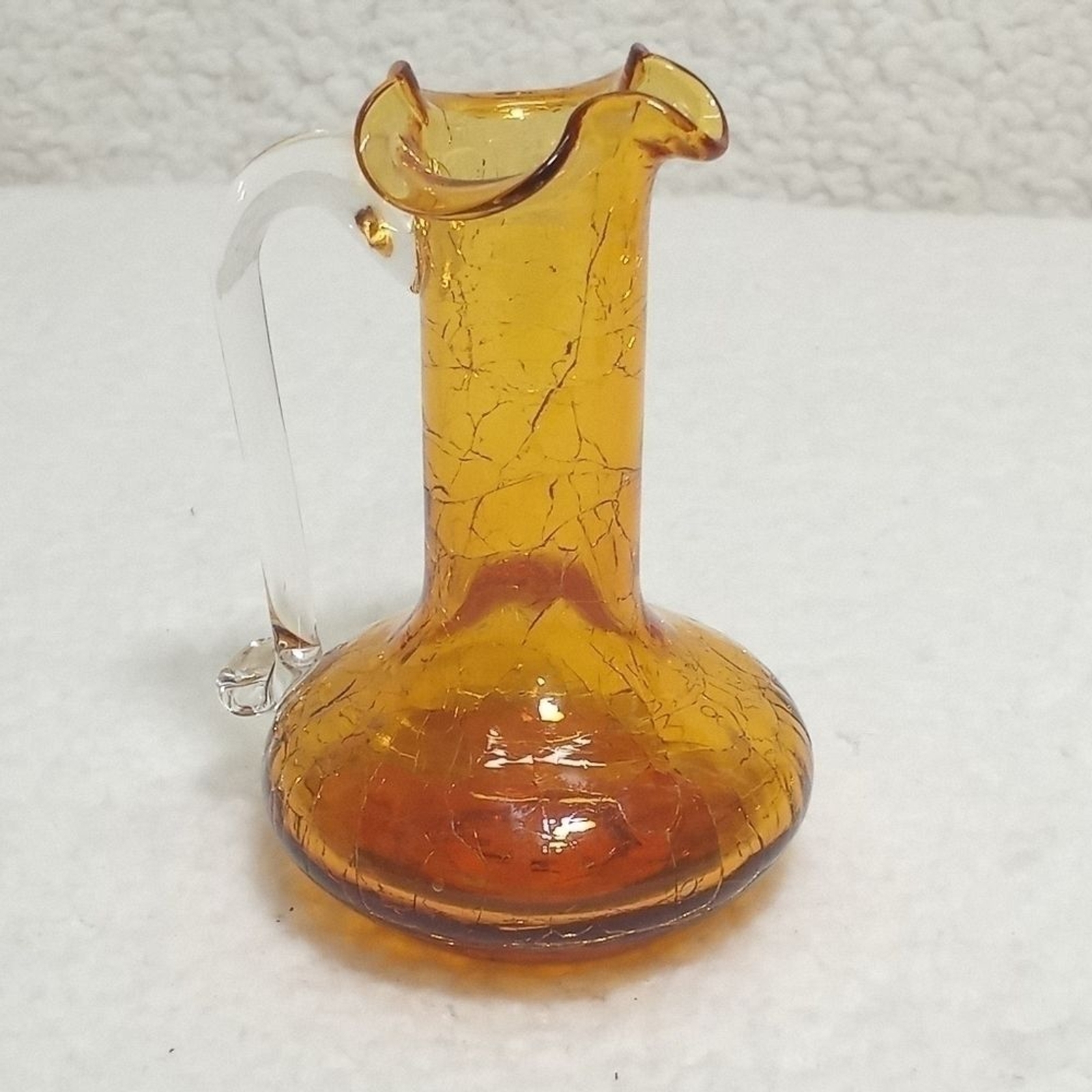 Vintage Amber Crackle Glass Pitcher Hand Blown Vintage Amber Crackle Glass Pitcher Hand Blown