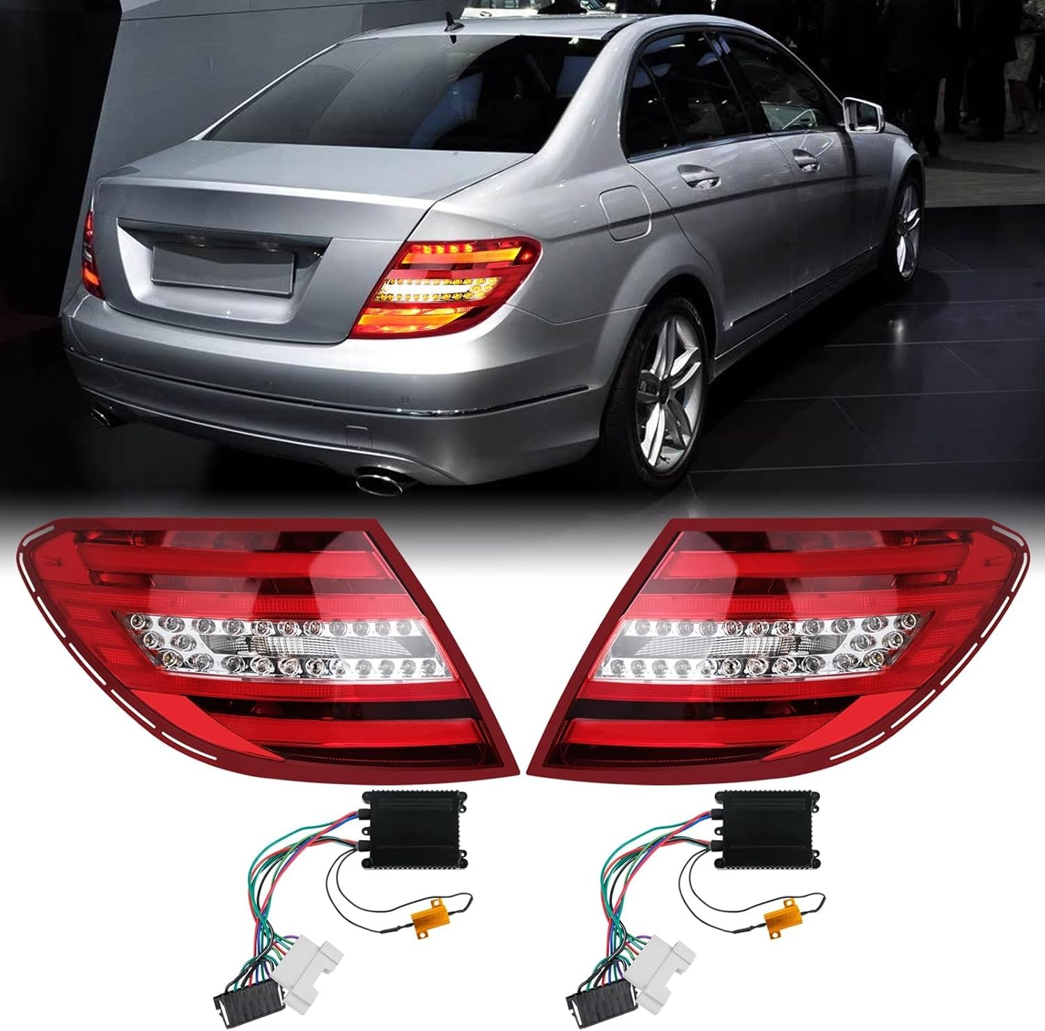 W204 Pair LED Taillight For Mercedes Benz C300 C350 C63 AMG 2008 2009 2010