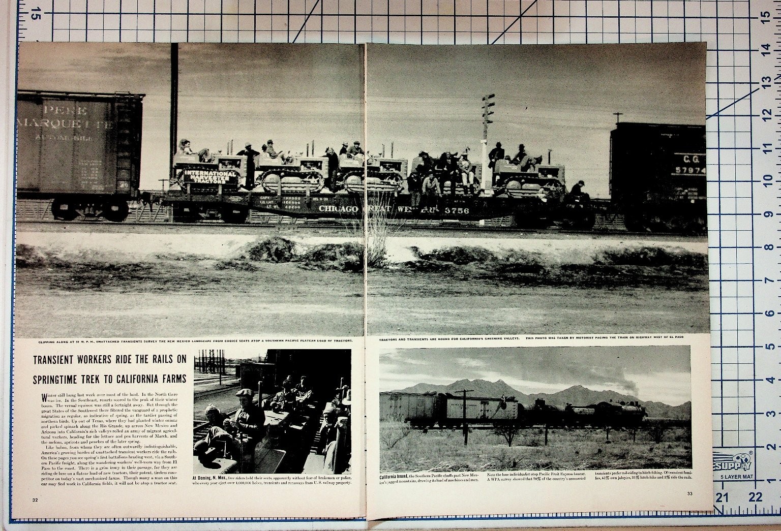 1930s Hobo Transients Train Article Print Depression Era Migrant Workers
