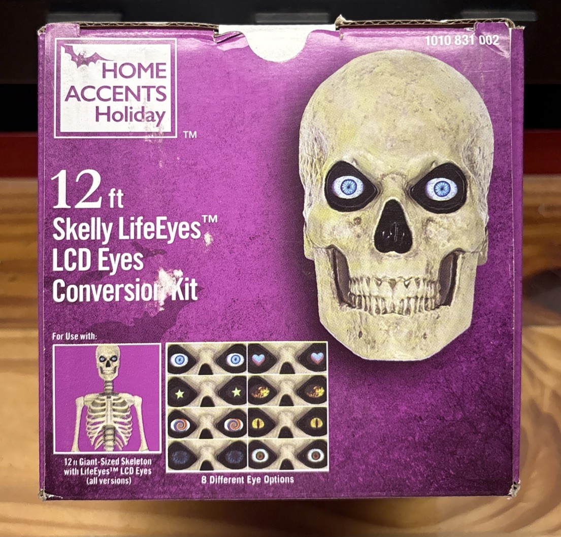 HOME ACCENTS -  Halloween 12 ft Skelly LifeEyes LCD Eyes Conversion Kit – NEW