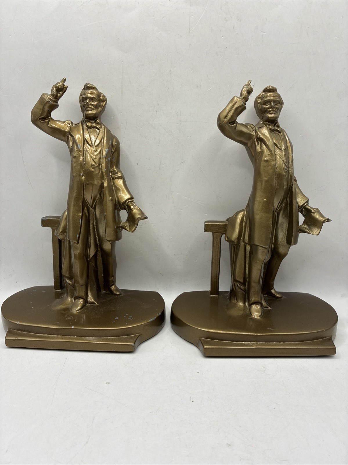 VTG 1930's Bronze Abraham Lincoln Statue at Gettysburg PMC Bookends Heavy VTG 1930's Bronze Abraham Lincoln Statue at Gettysburg PMC Bookends Heavy