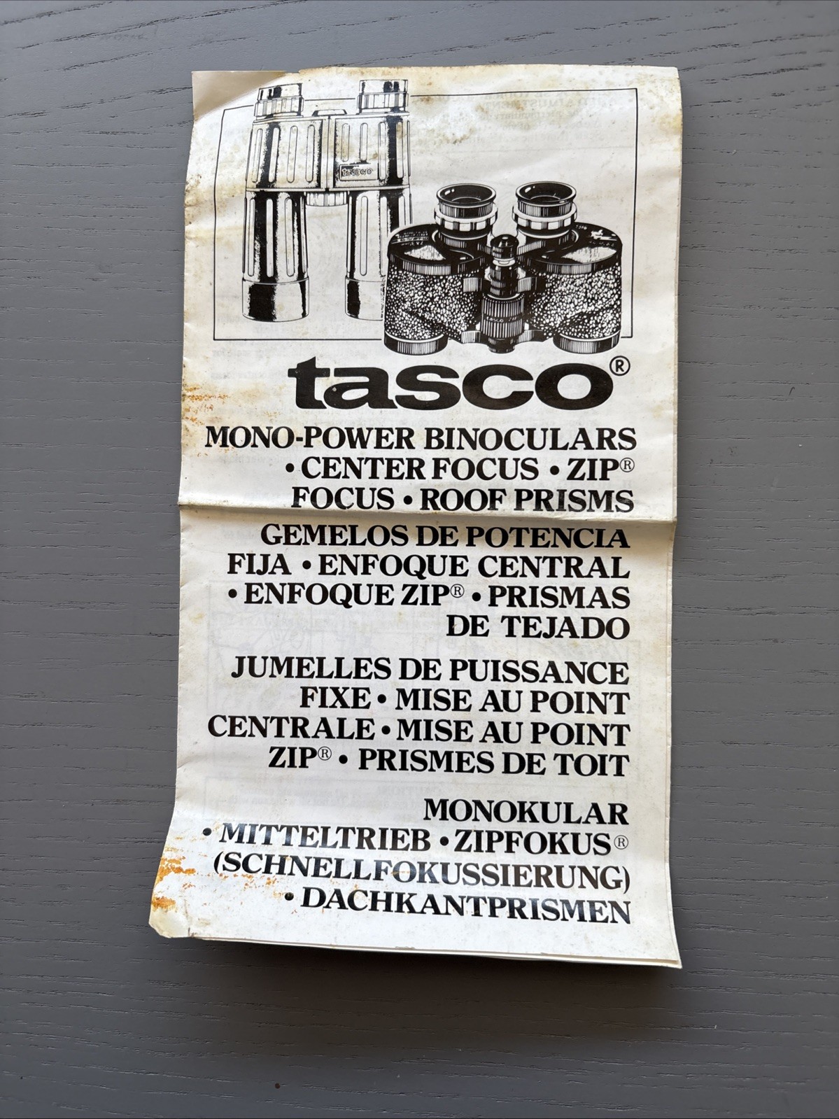 Tasco Mono Power Binoculars: Comprehensive Center Focus Instruction Manual