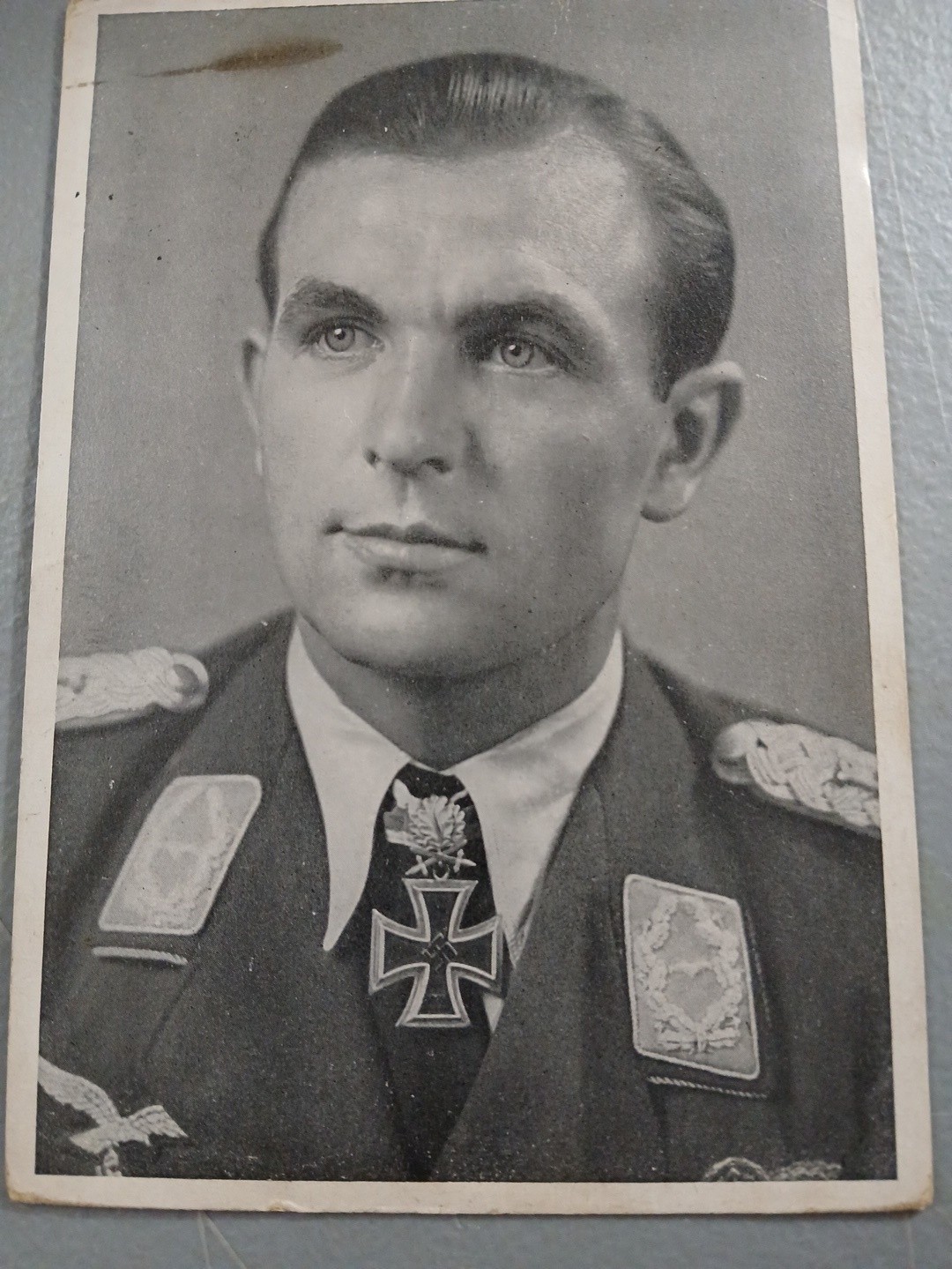WW2 GERMAN LUFTWAFFE KNIGHTS CROSS BEARER ORIGINAL POSTCARD MAJOR LHLEFELD