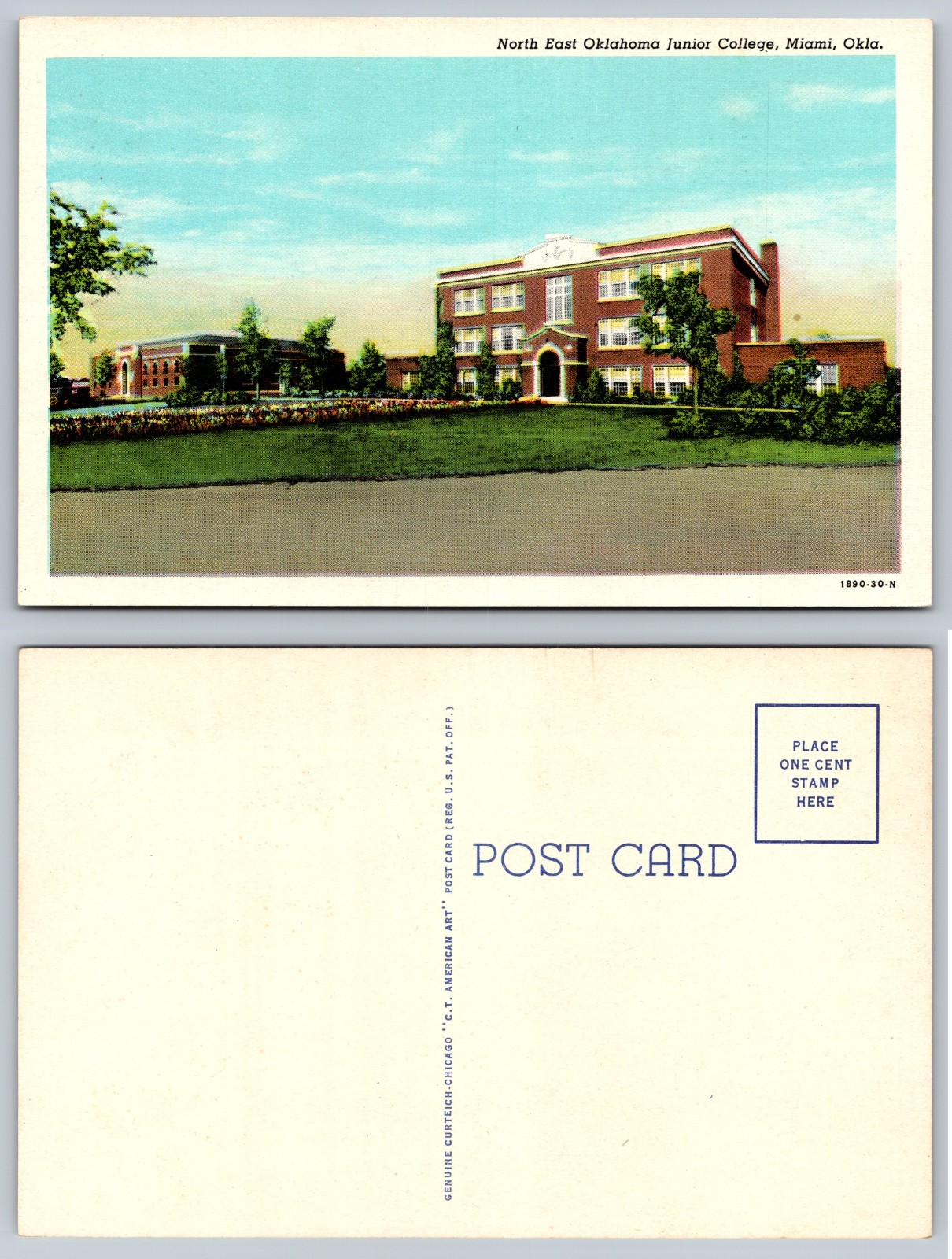 North East Oklahoma Junior College Miami Oklahoma Postcard