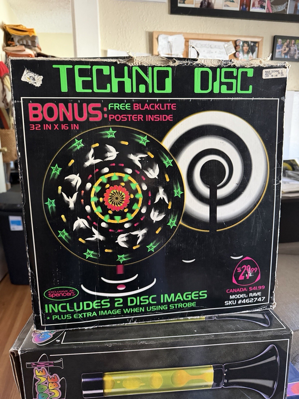 Vintage Spencer’s Techno Disc Rave Blacklight Light w/ Box Tested Working 90s