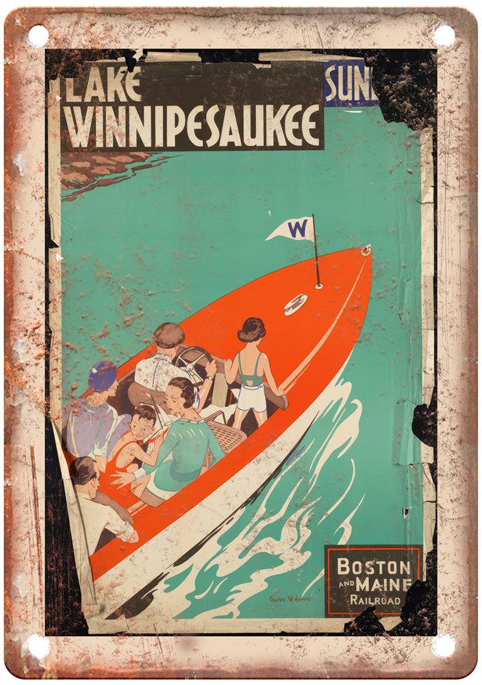Vintage Lake Winnipesaukee Sunday Travel Poster Retro Look Sign T759