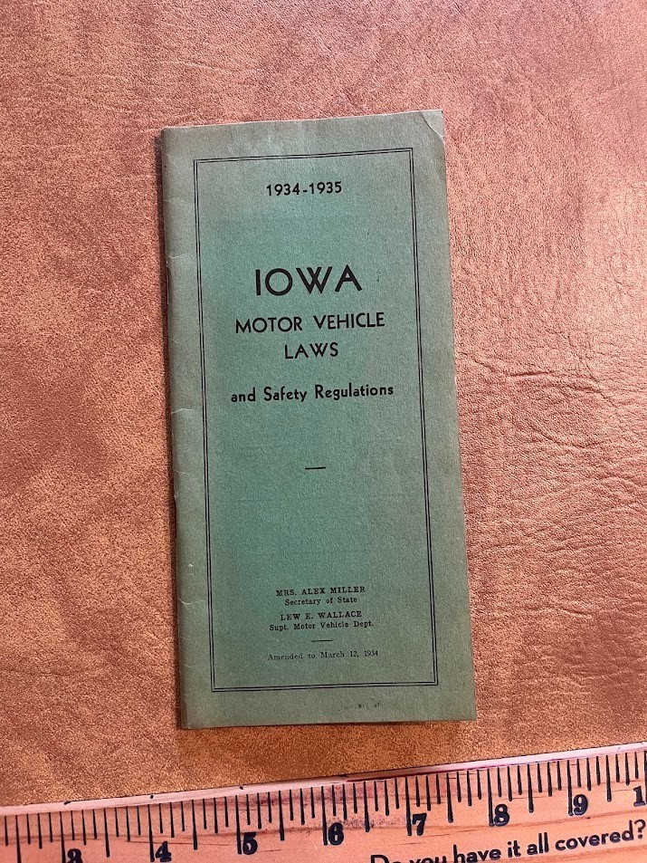 Vintage 1934-1935 Iowa Motor Vehicle Laws Book & Safety Regulations Booklet Vintage 1934-1935 Iowa Motor Vehicle Laws Book & Safety Regulations Booklet