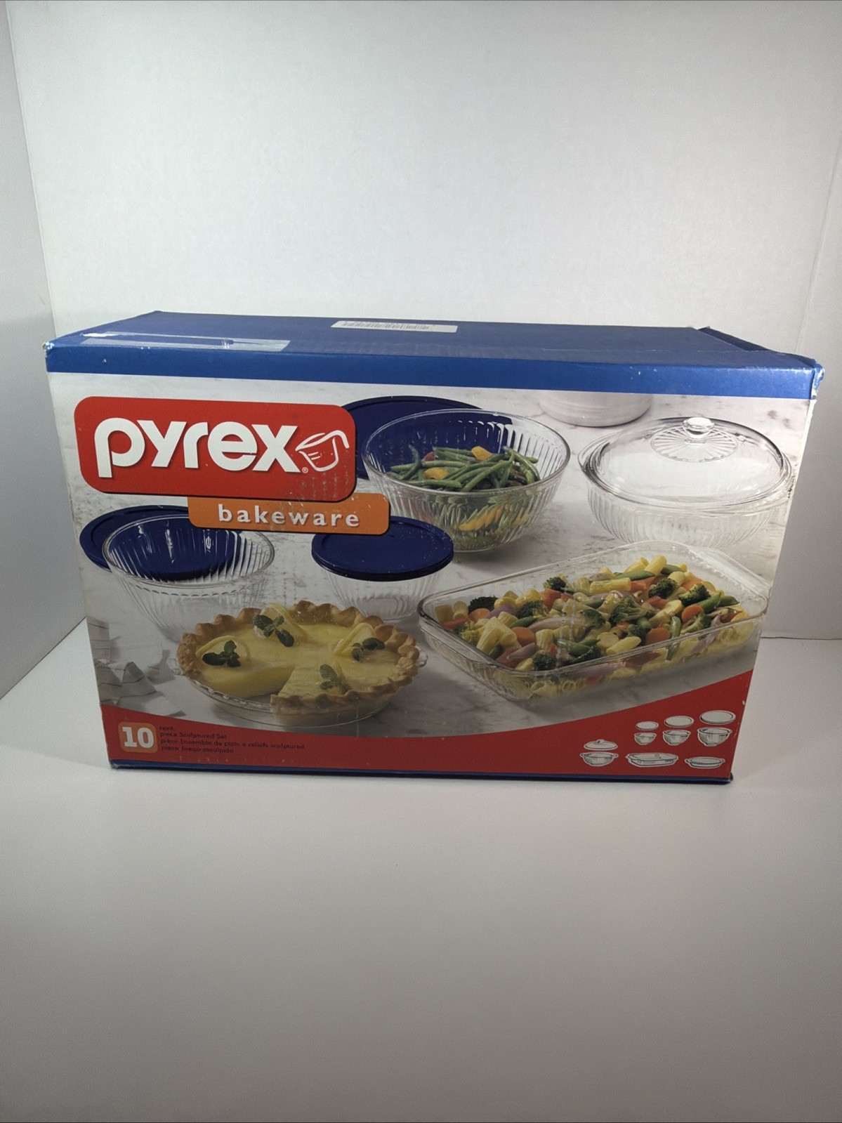 Pyrex Bakeware 10Pc Vintage Sculptured Set - 9x13, Pie, 2qt & Lid, Bowls & Lids Pyrex Bakeware 10Pc Vintage Sculptured Set - 9x13, Pie, 2qt & Lid, Bowls & Lids
