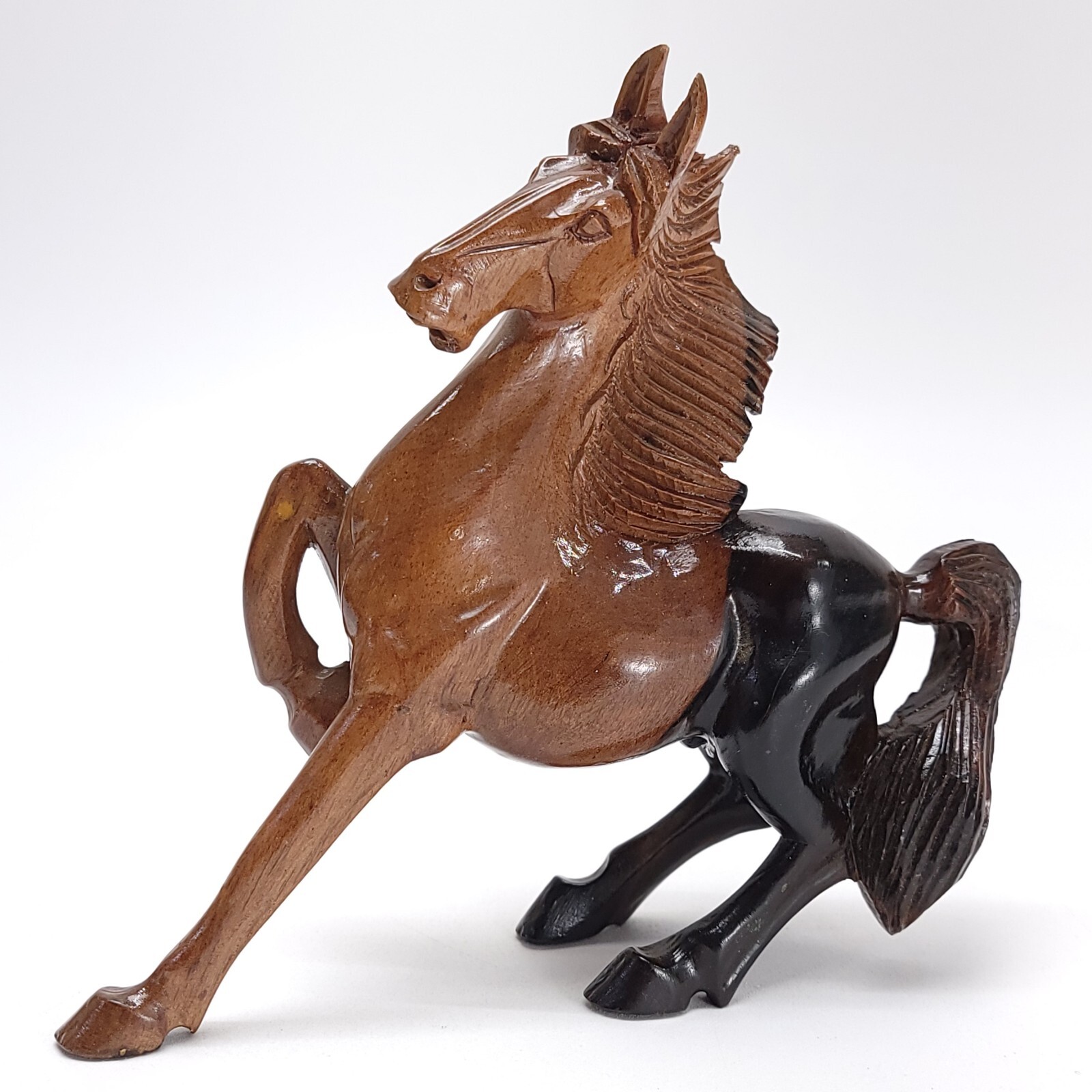 Wooden Stallion Horse Sculpture Figurine 7\