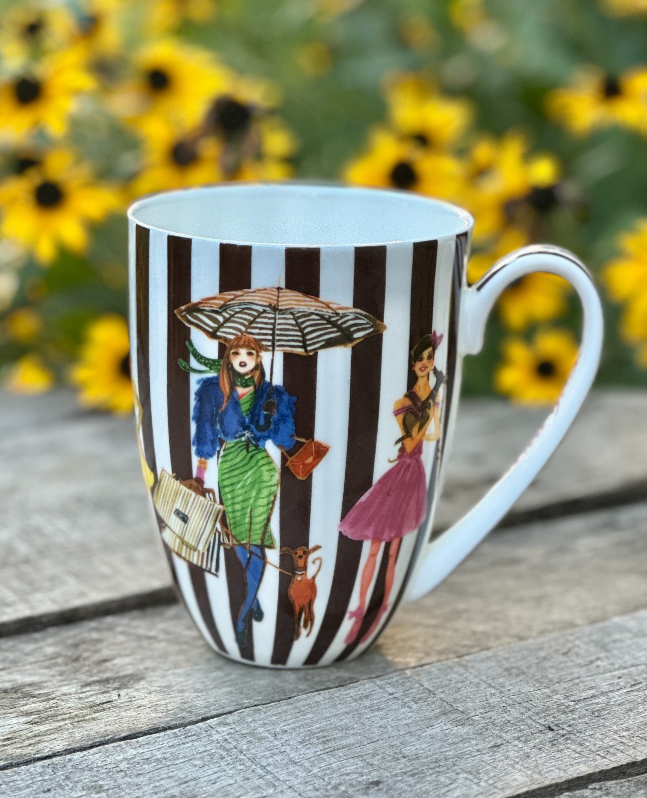 Henri Bendel Fashion Bendel Girls Mug Jumbo Porcelain Bone China Stripes