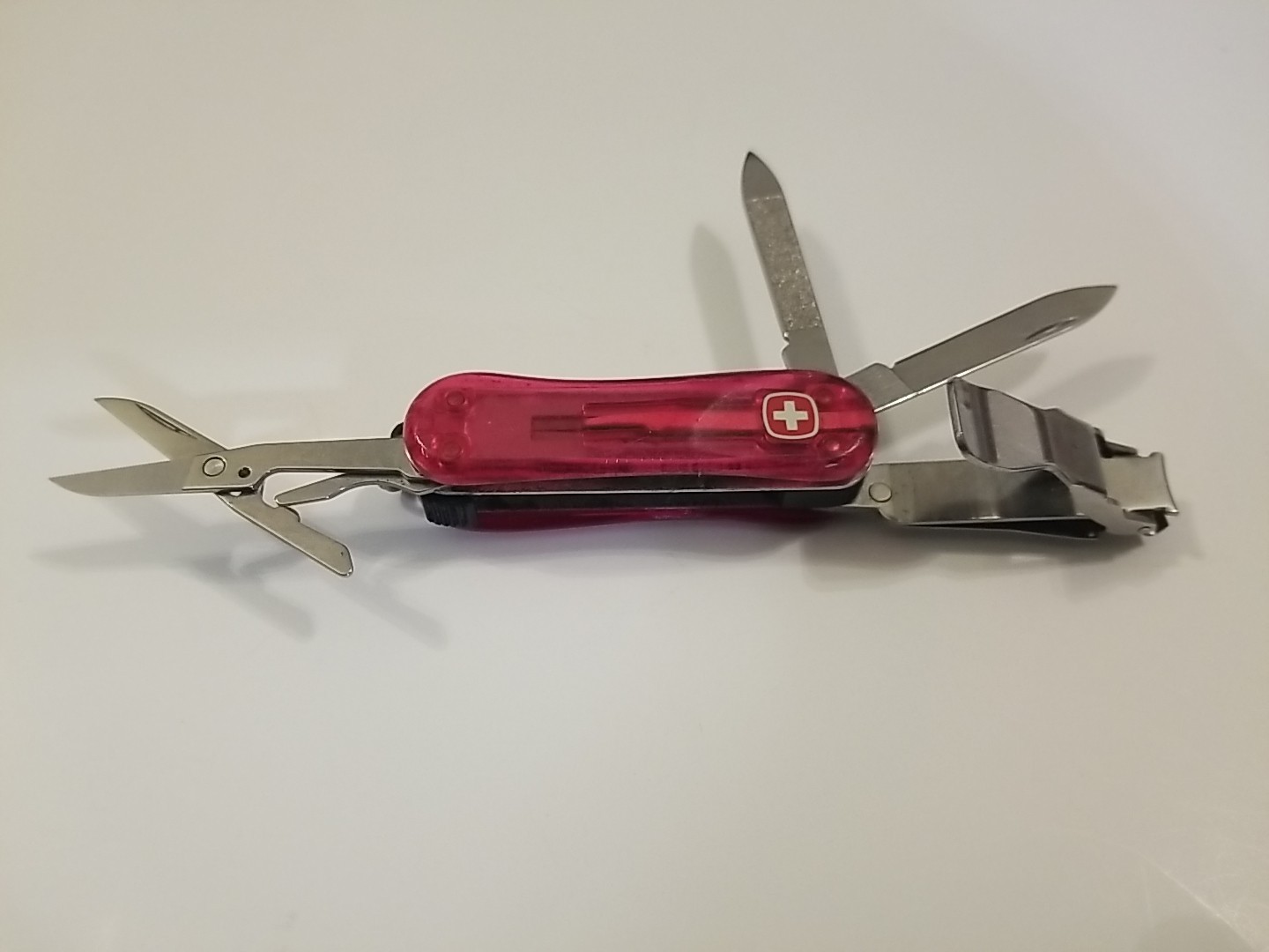 Wenger Red Translucent Swiss Army Knife Nail Clipper 580 File Scissors 