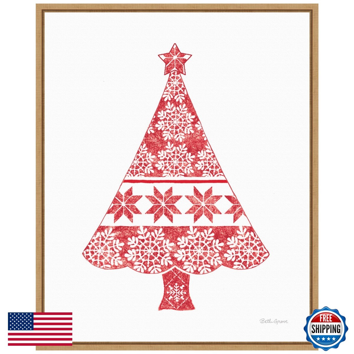 Amanti Art Framed Canvas Wall Art 20x16 Nordic Holiday Christmas Tree by Beth
