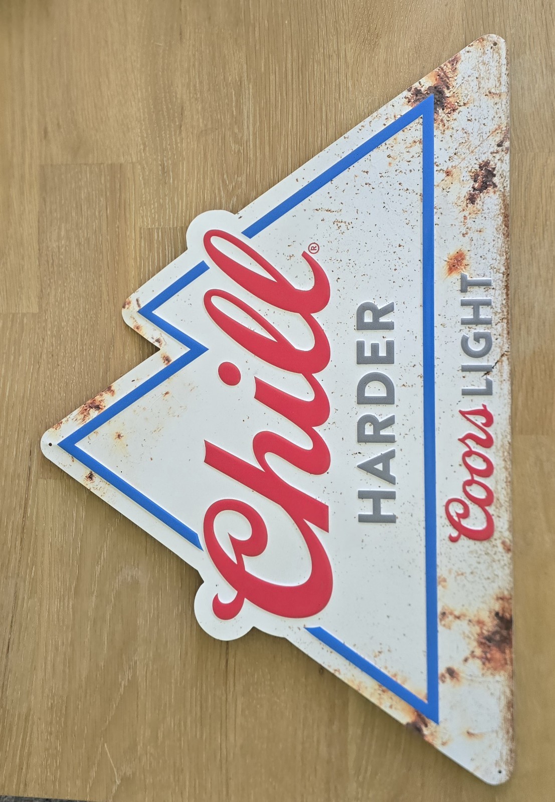 Coors Light Tin Tacker chill harder bar sign Beer Mancave RUSTIC LOOK