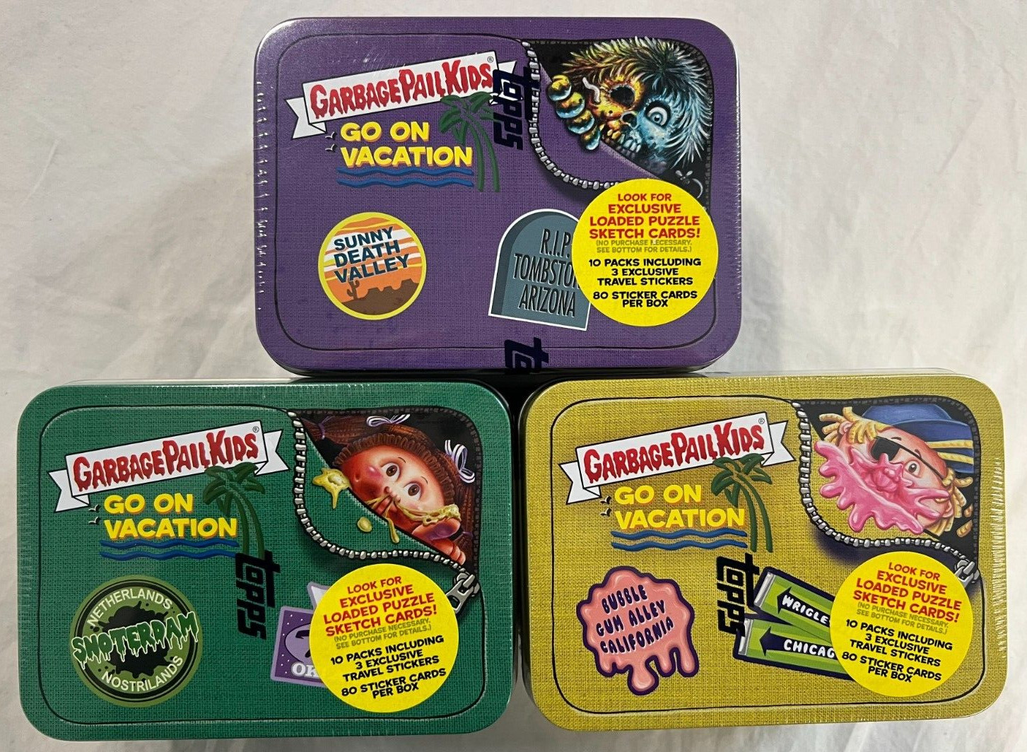 3-BOX SEALED 2023 Topps Garbage Pail Kids GO ON VACATION Blaster Tin GPK NEW